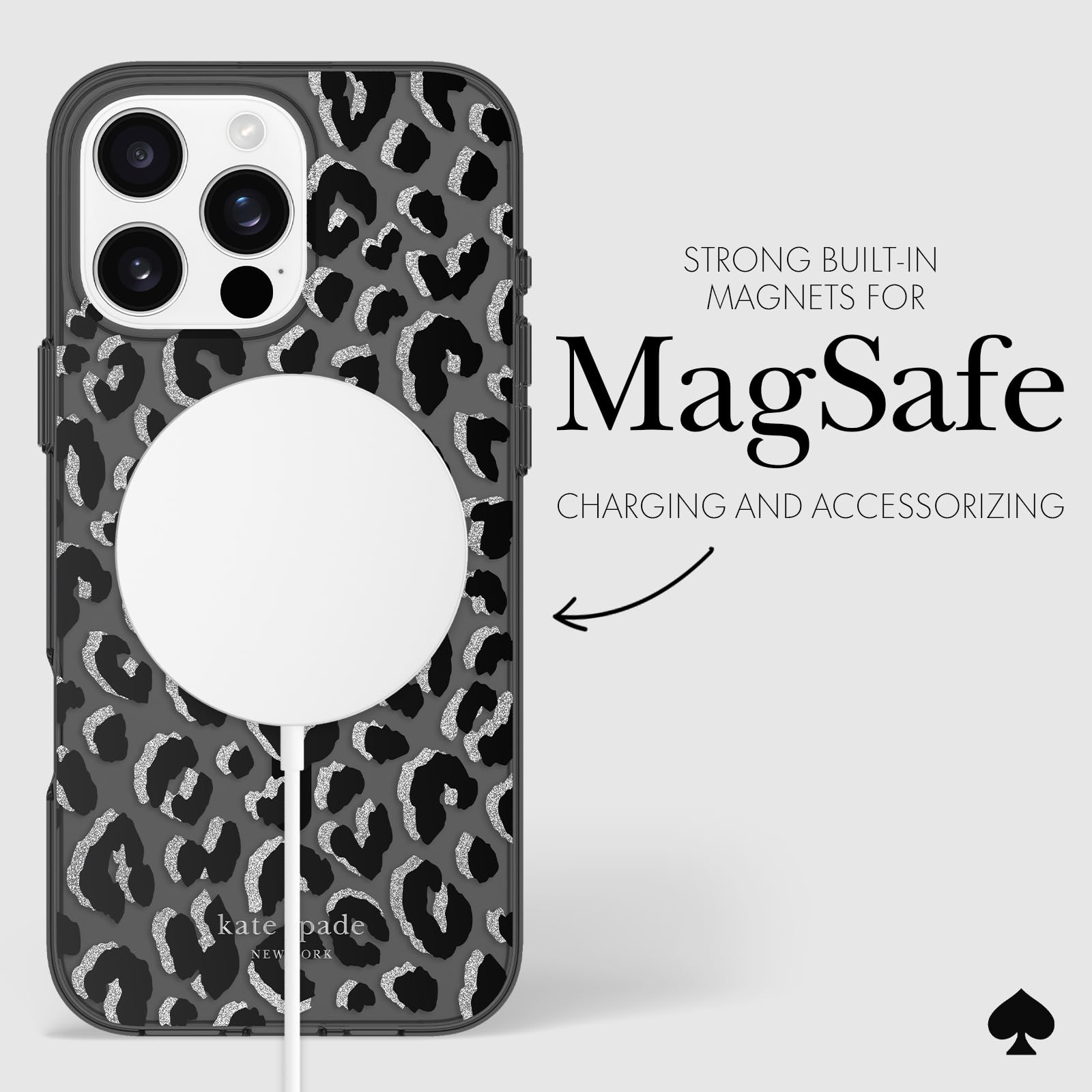 Foto 7 pulgar | Funda De Teléfono Kate Spade New York City Leopard Black Para Iphone 16 Pro Max - Venta Internacional.