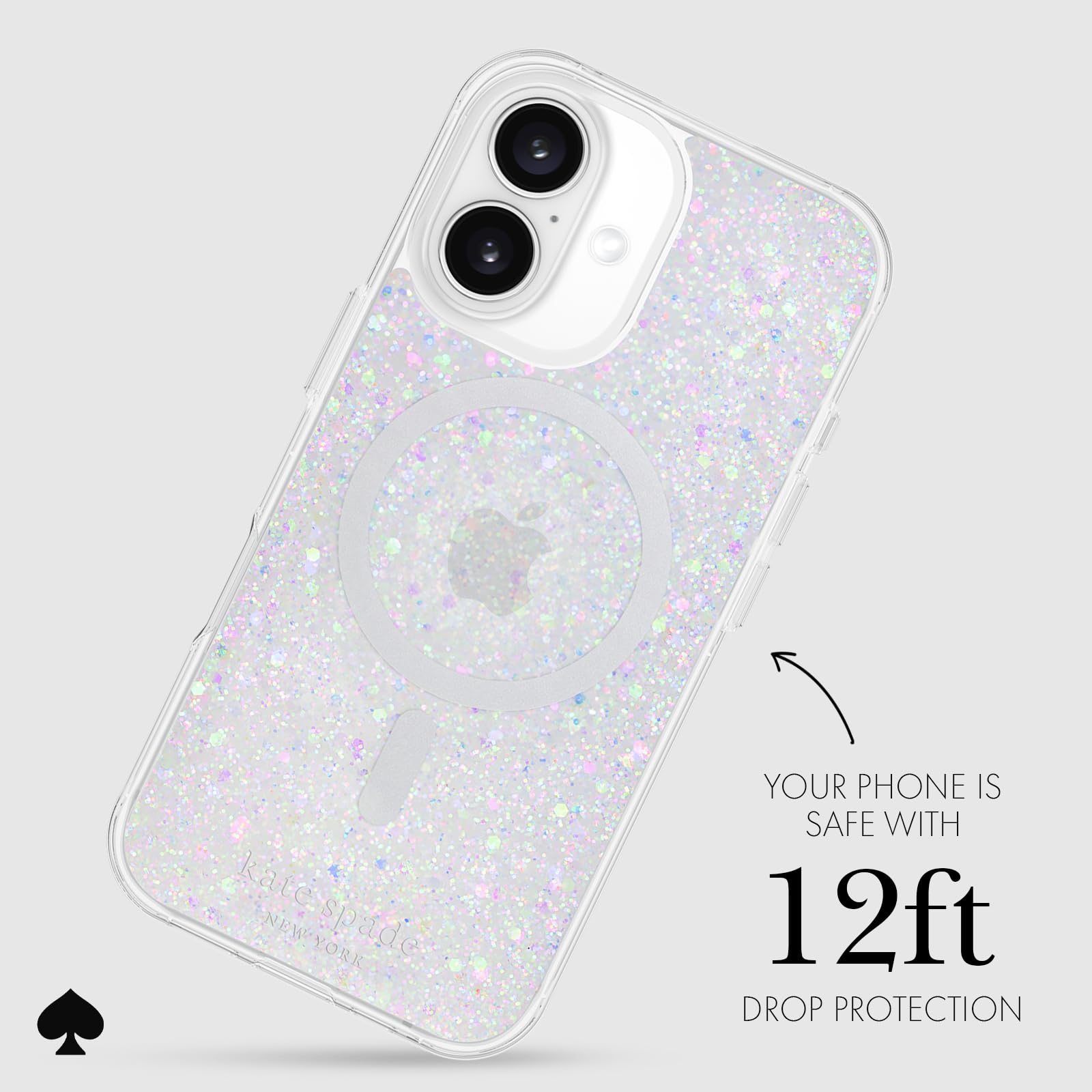 Foto 4 pulgar | Funda De Teléfono Kate Spade New York Para Iphone 16, Con Purpurina Gruesa - Venta Internacional.