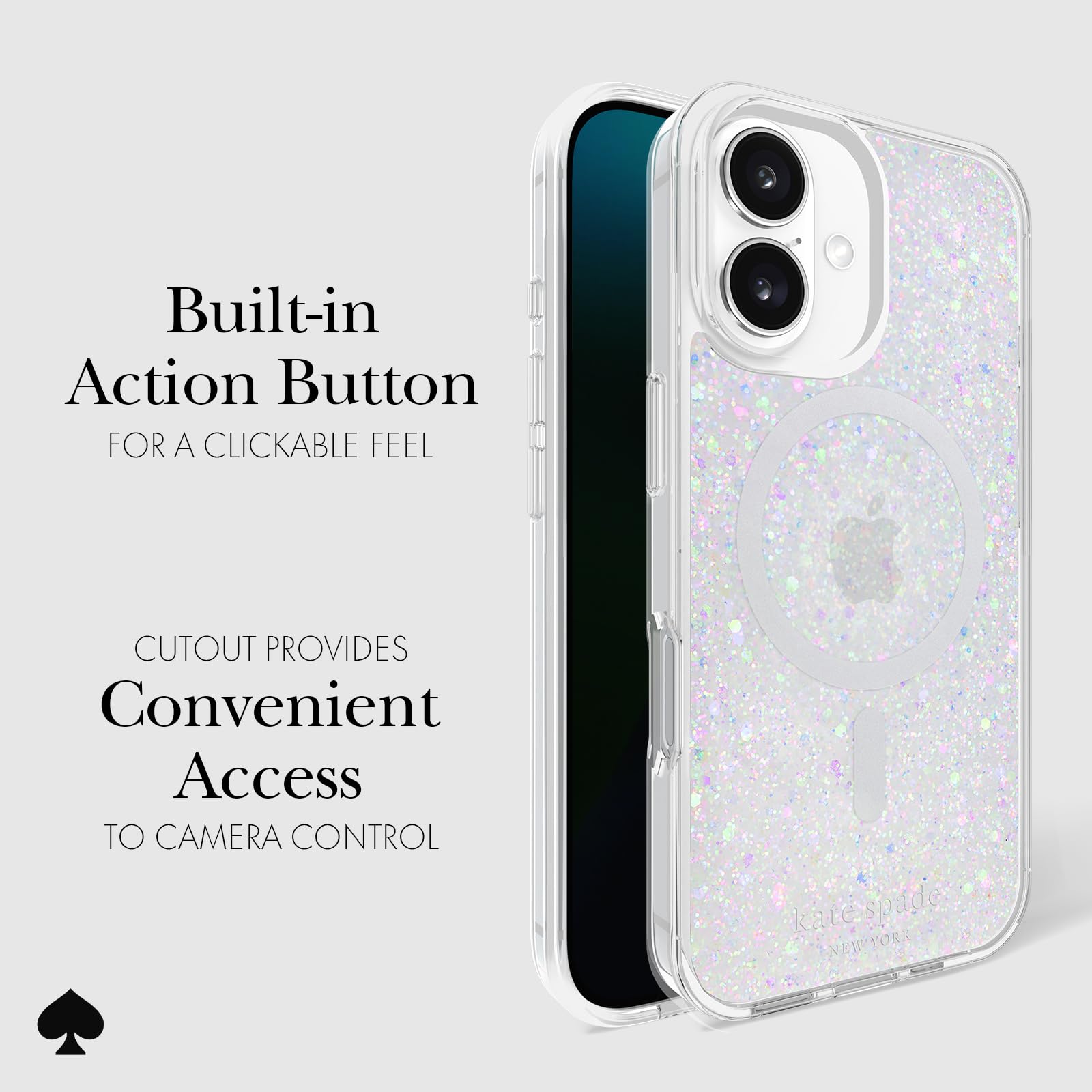 Foto 4 | Funda De Teléfono Kate Spade New York Para Iphone 16, Con Purpurina Gruesa - Venta Internacional.
