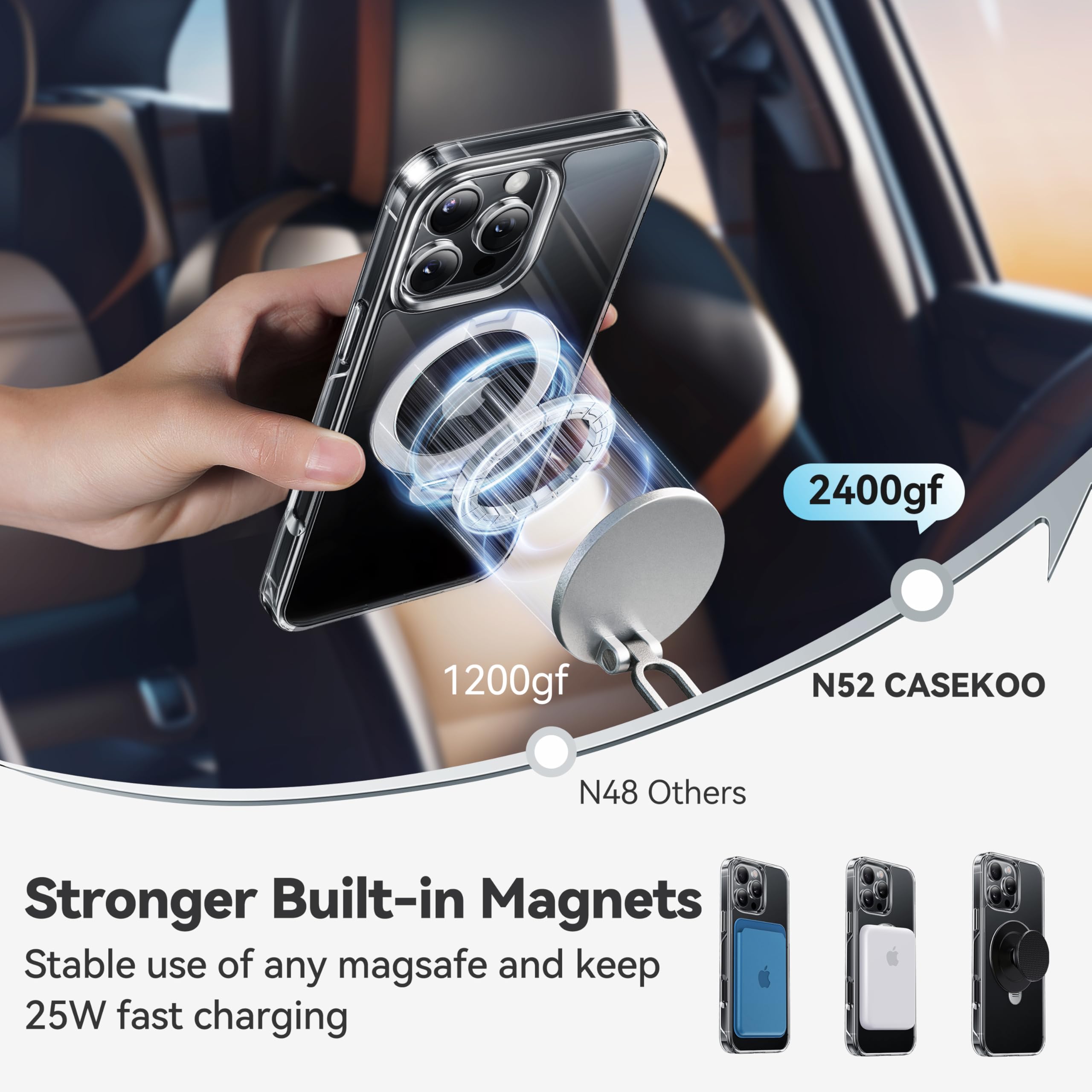 Foto 4 pulgar | Funda De Teléfono Casekoo Titanium Con Soporte Magnético Giratorio De 360° Para Iphone 16 Pro - Venta Internacional.