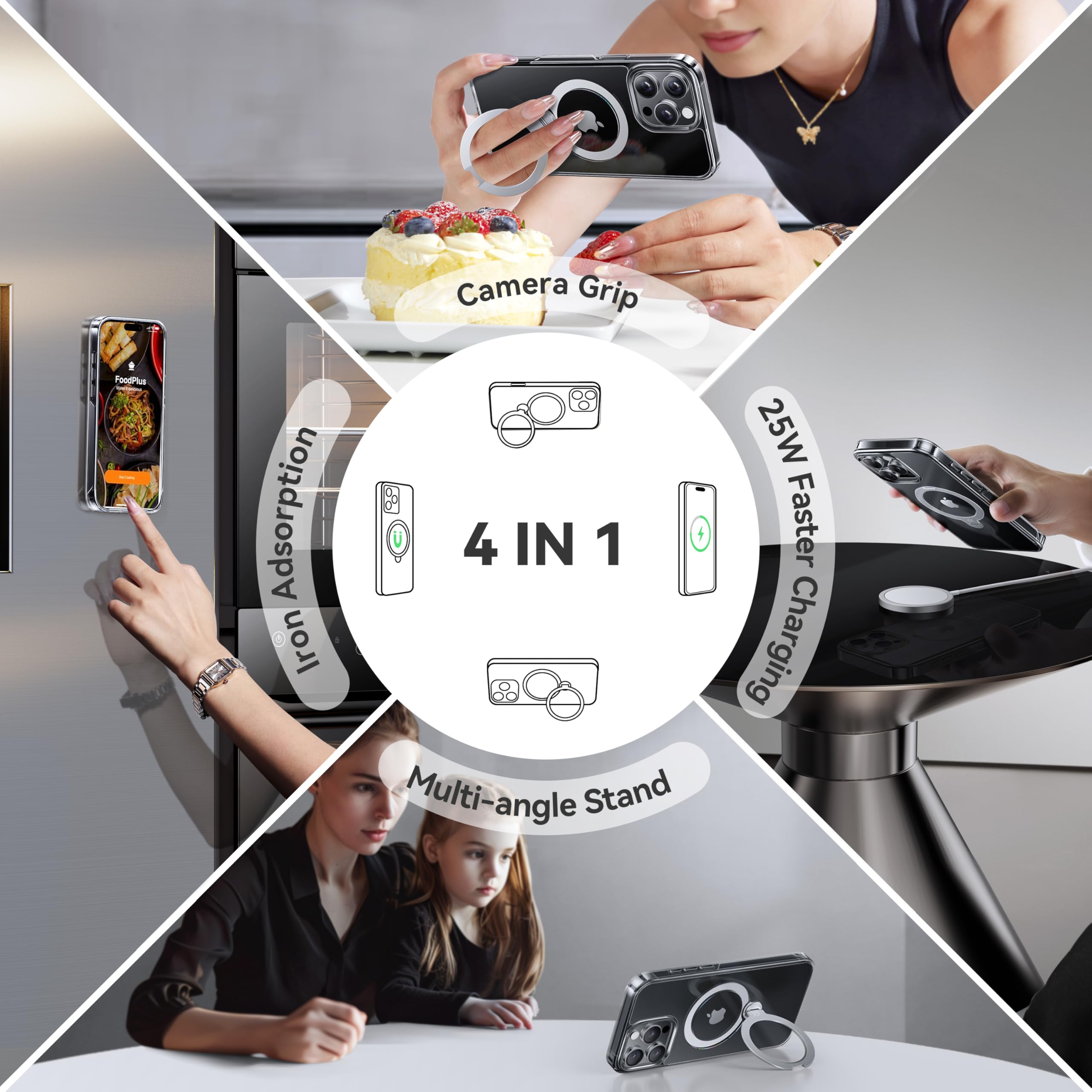 Foto 5 pulgar | Funda De Teléfono Casekoo Titanium Con Soporte Magnético Giratorio De 360° Para Iphone 16 Pro - Venta Internacional.