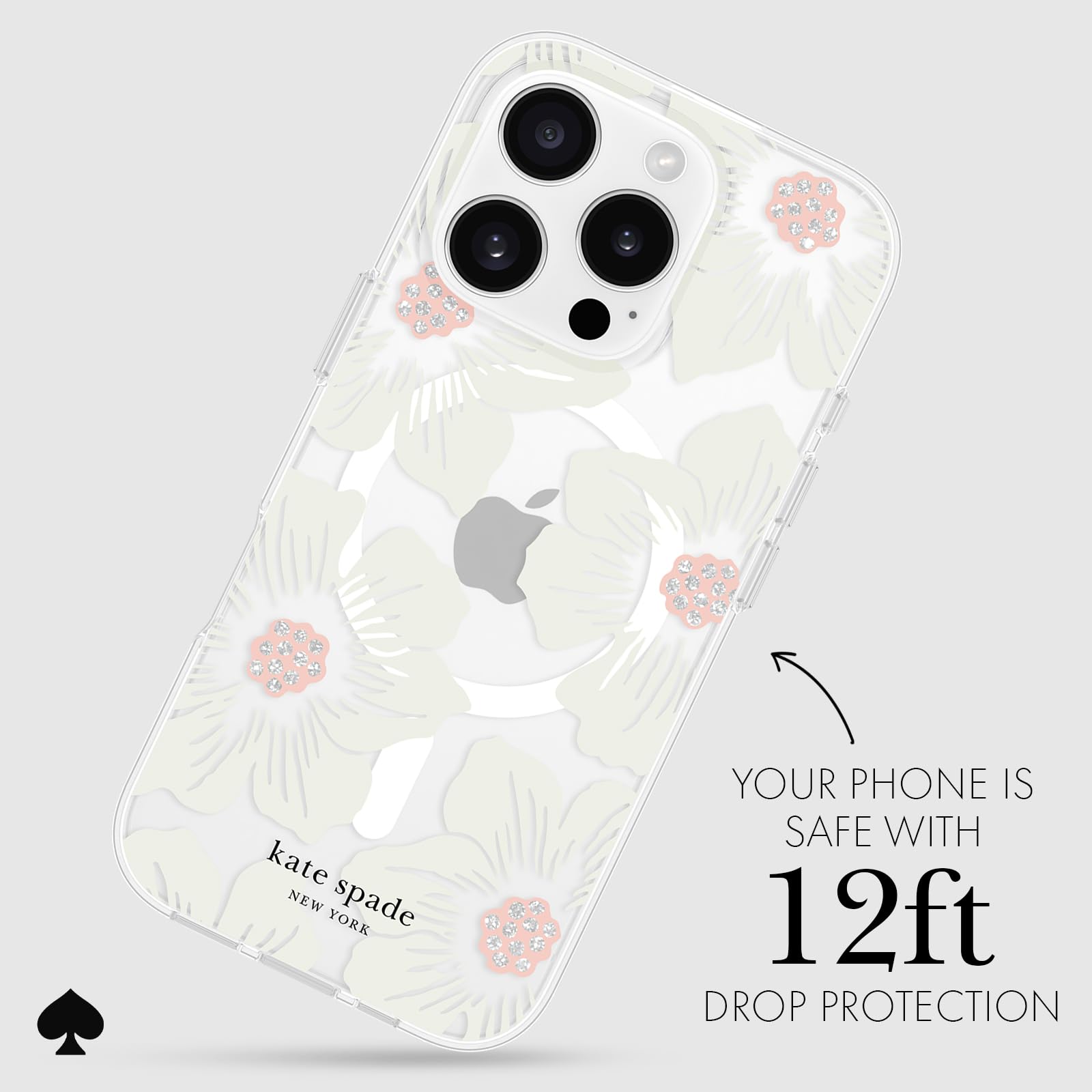Foto 4 pulgar | Funda De Teléfono Kate Spade New York Hollyhock Cream Floral Para Iphone 16 Pro Con Magsafe - Venta Internacional.