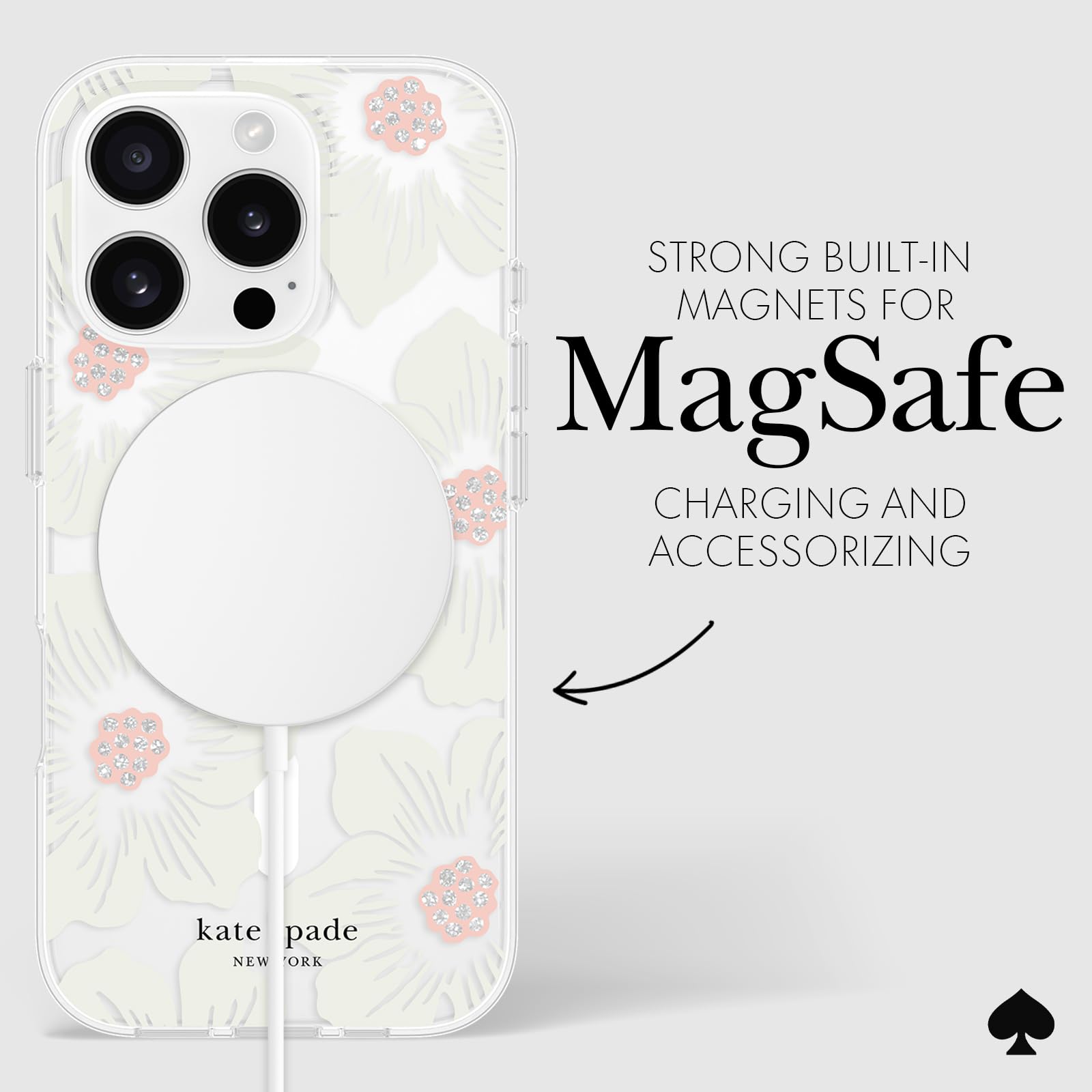 Foto 7 pulgar | Funda De Teléfono Kate Spade New York Hollyhock Cream Floral Para Iphone 16 Pro Con Magsafe - Venta Internacional.
