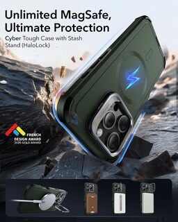 Foto 3 | Funda De Teléfono Esr Para Iphone 16 Pro Max Con Soporte Green Cyber Series - Venta Internacional.