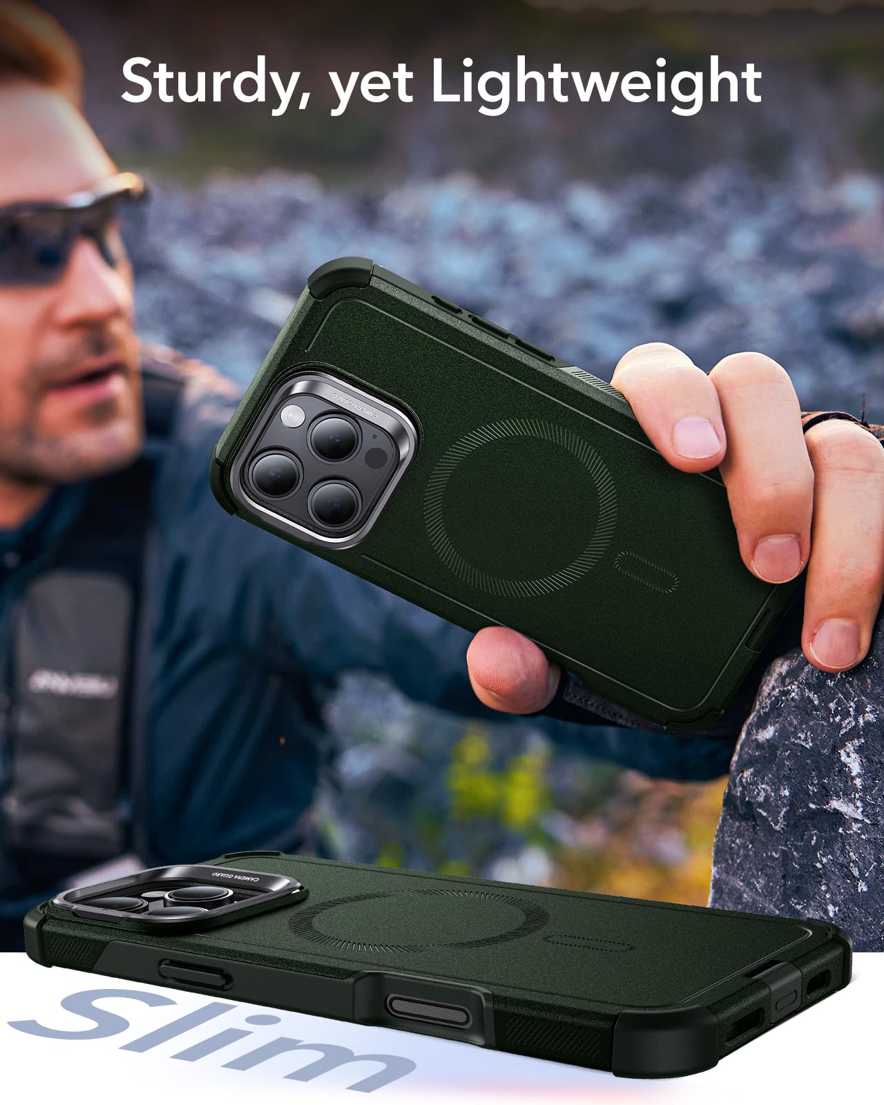 Foto 7 pulgar | Funda De Teléfono Esr Para Iphone 16 Pro Max Con Soporte Green Cyber Series - Venta Internacional.