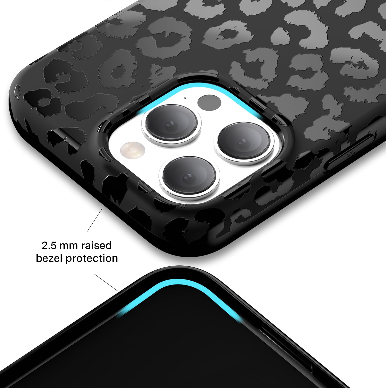Foto 5 pulgar | Funda De Terciopelo Con Estampado De Leopardo Y Guepardo Negro Para Iphone 15 Pro Max - Venta Internacional.