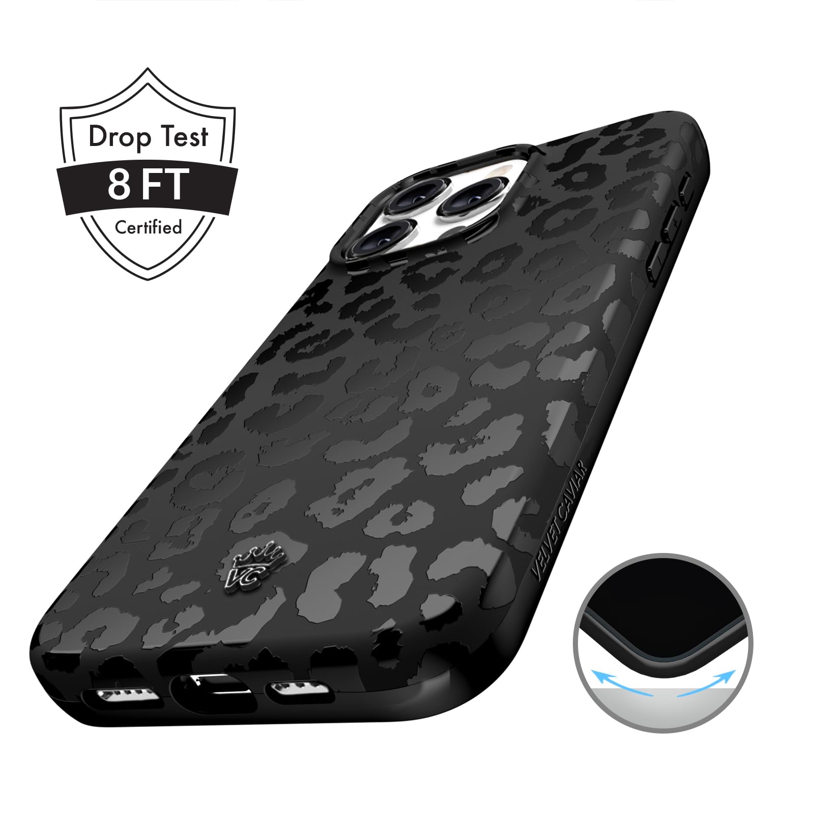 Foto 6 pulgar | Funda De Terciopelo Con Estampado De Leopardo Y Guepardo Negro Para Iphone 15 Pro Max - Venta Internacional.