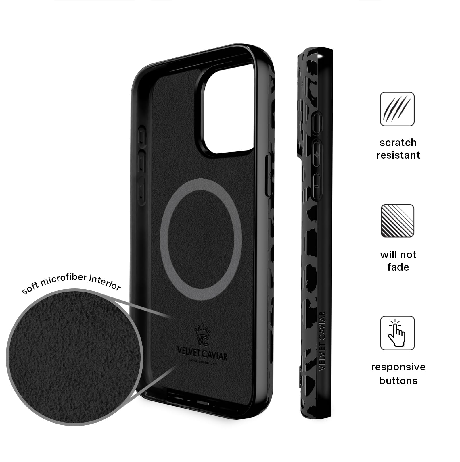 Foto 7 pulgar | Funda De Terciopelo Con Estampado De Leopardo Y Guepardo Negro Para Iphone 15 Pro Max - Venta Internacional.