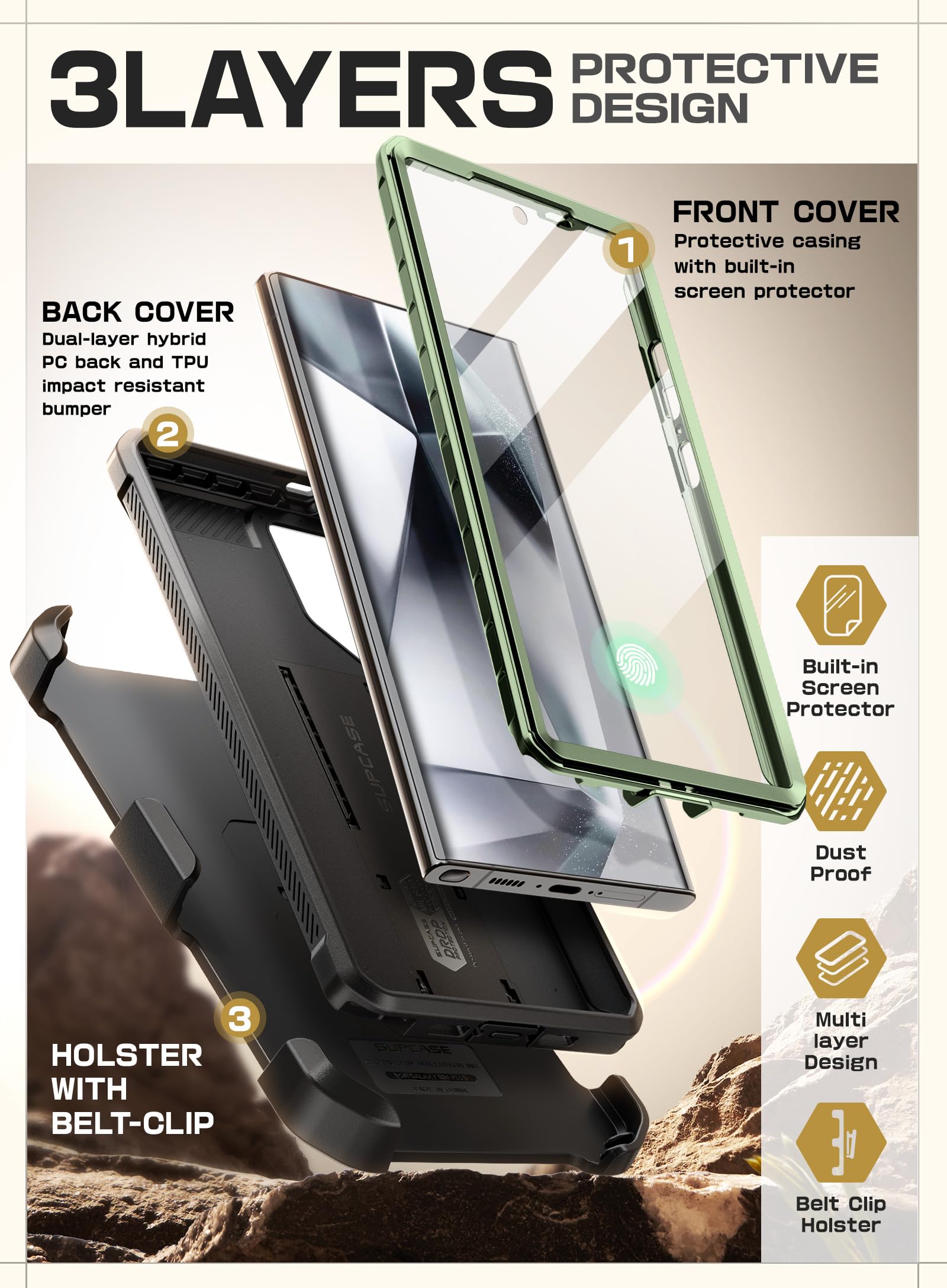 Foto 6 pulgar | Funda De Teléfono Supcase Unicorn Beetle Pro Para Samsung Galaxy S24 Ultra - Venta Internacional.