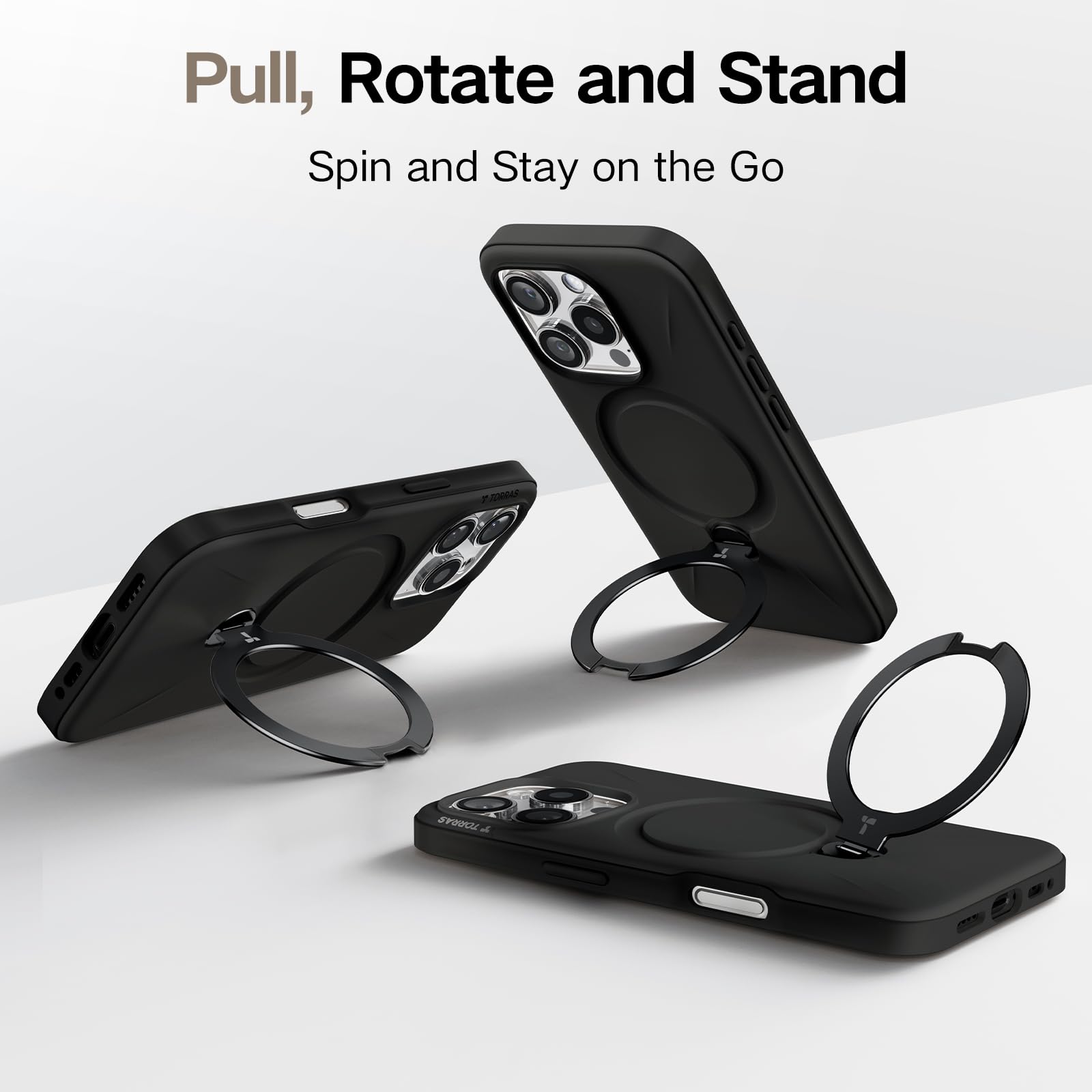 Foto 4 pulgar | Funda De Teléfono Torras Ostand Spin Para Iphone 16 Pro Max Negra - Venta Internacional.