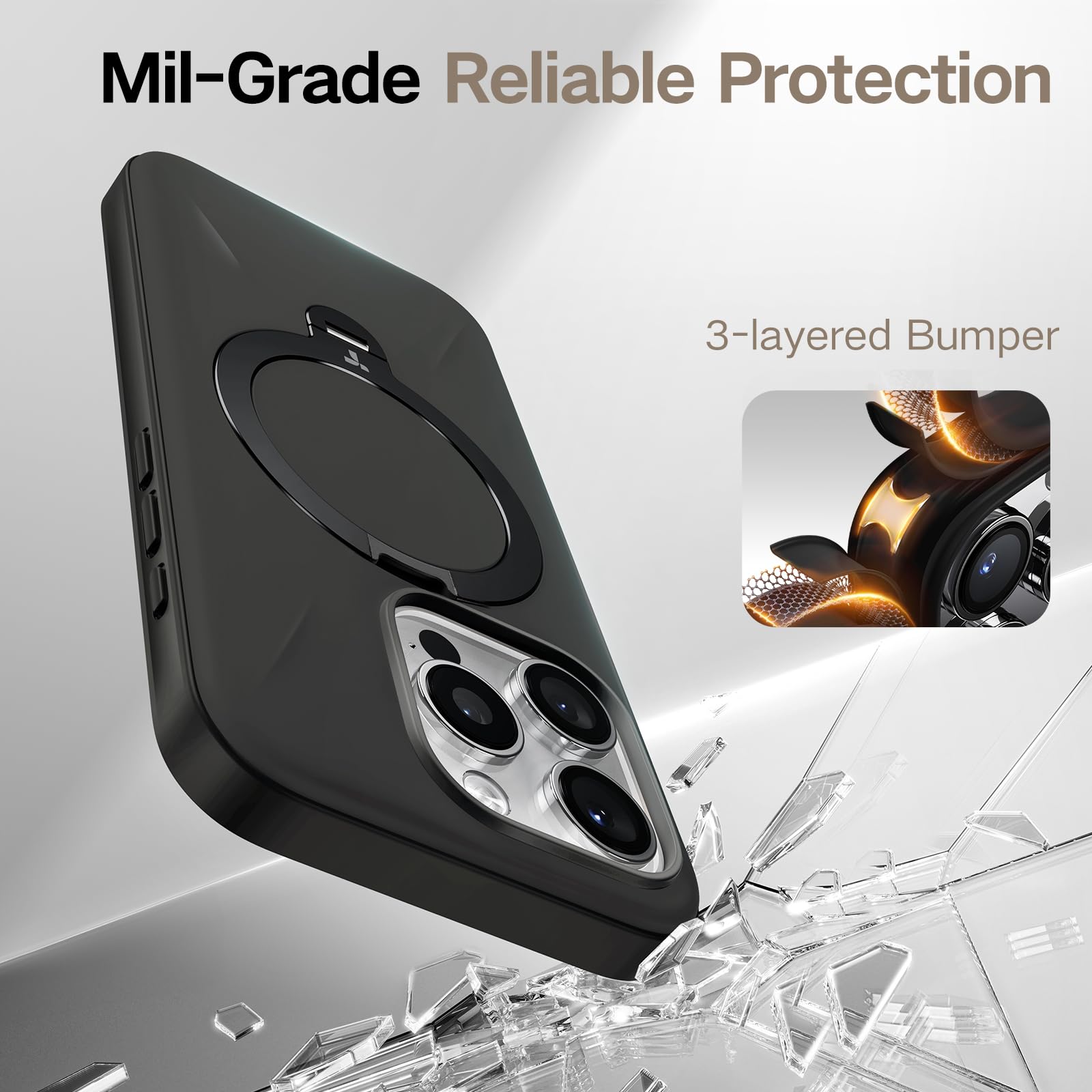 Foto 7 pulgar | Funda De Teléfono Torras Ostand Spin Para Iphone 16 Pro Max Negra - Venta Internacional.