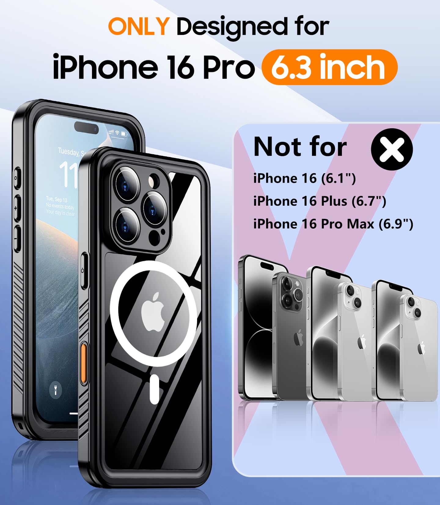 Foto 3 pulgar | Funda De Teléfono Temdan Magnética Impermeable Para Iphone 16 Pro De 6.3 Pulgadas - Venta Internacional.