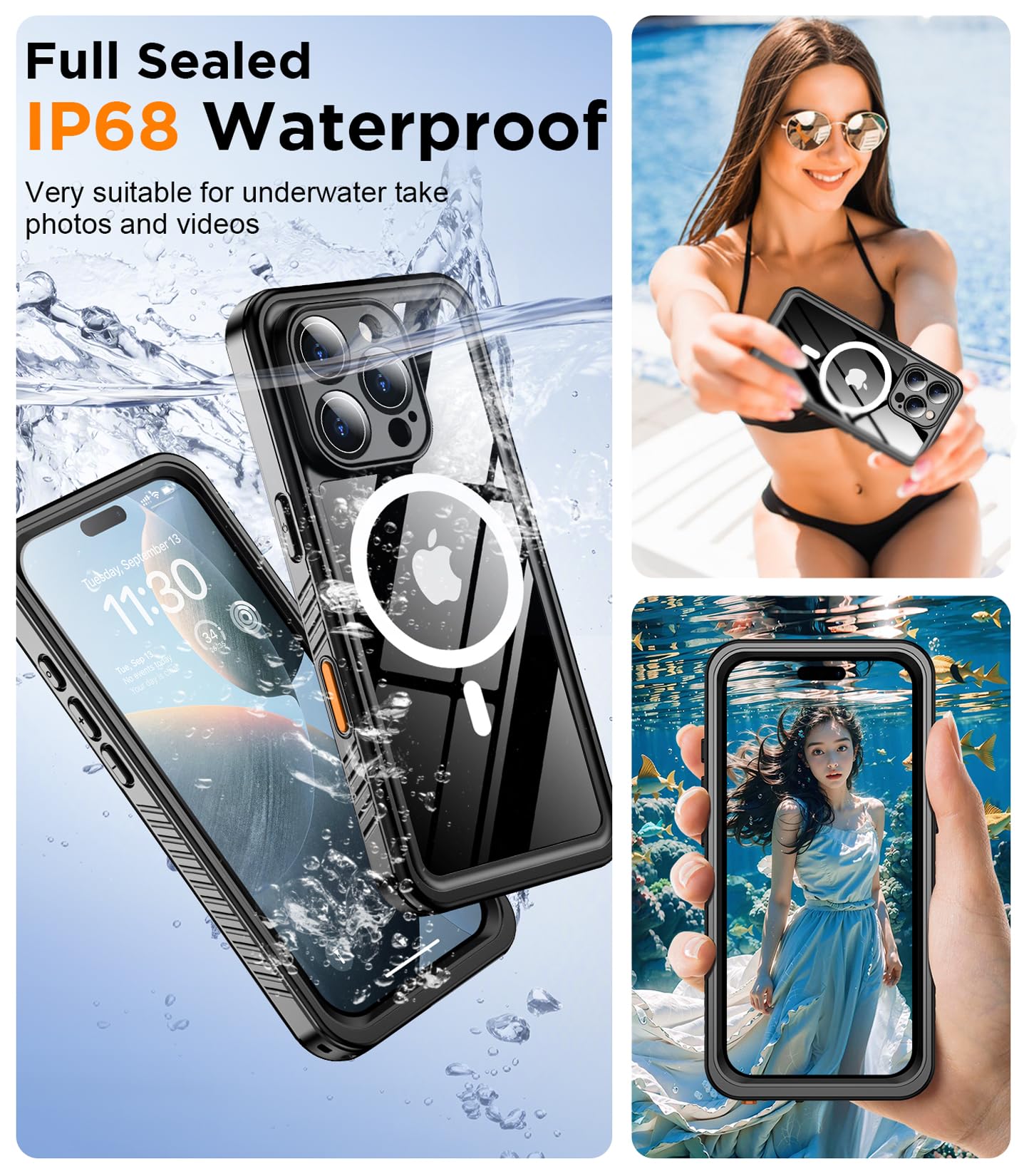 Foto 4 pulgar | Funda De Teléfono Temdan Magnética Impermeable Para Iphone 16 Pro De 6.3 Pulgadas - Venta Internacional.