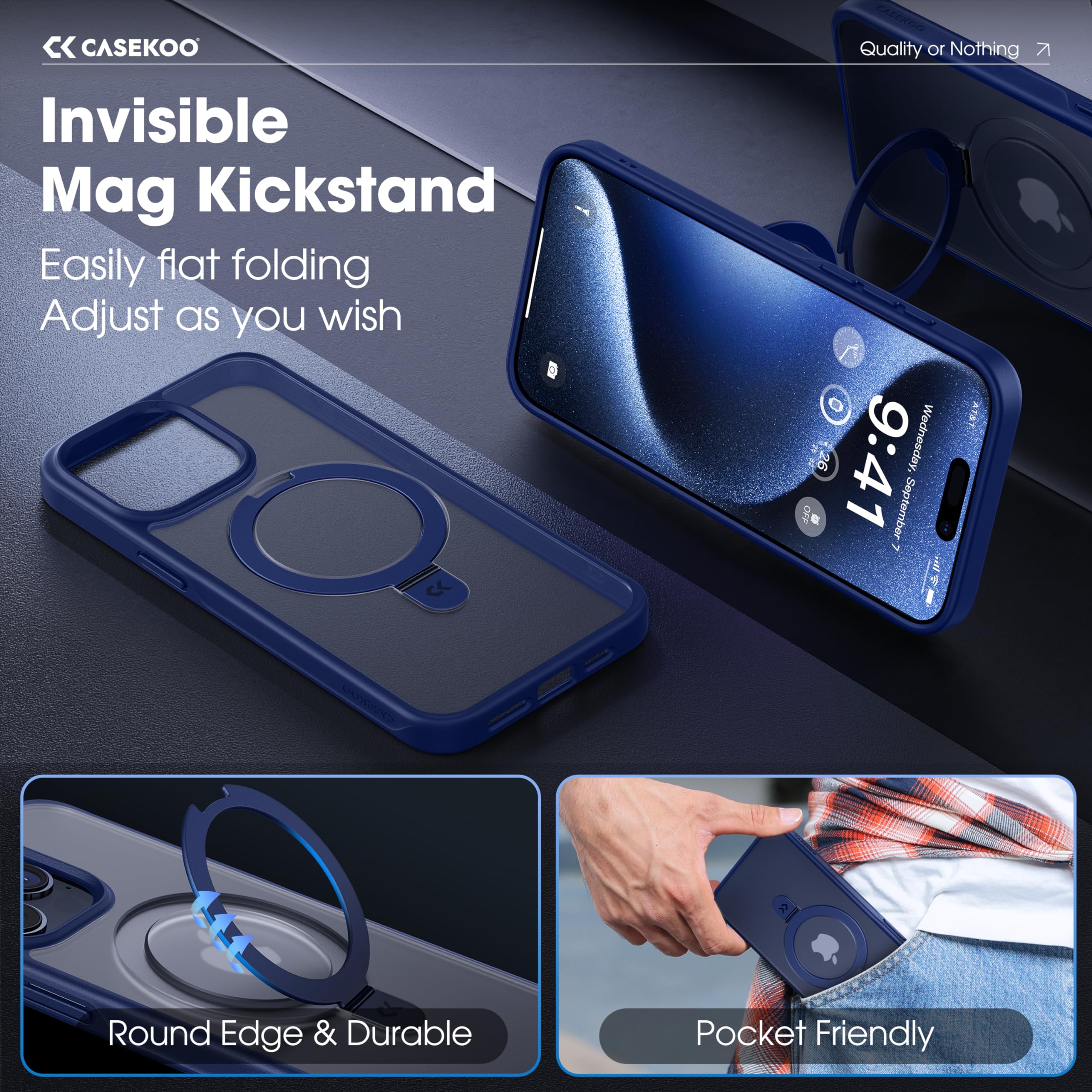 Foto 3 | Funda De Teléfono Casekoo Diseñada Para Iphone 15 Pro Max Blue - Venta Internacional.