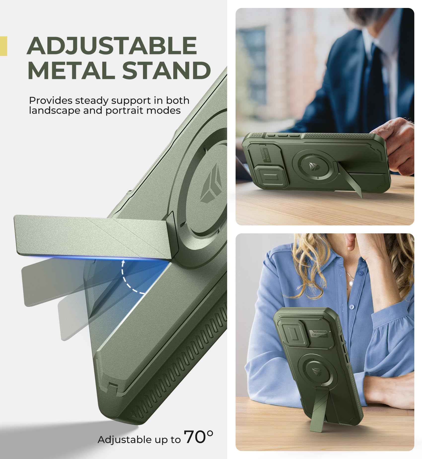 Foto 6 pulgar | Funda Dexnor Para Iphone 16 Pro Max Con Cámara Deslizante, Color Verde Militar - Venta Internacional.