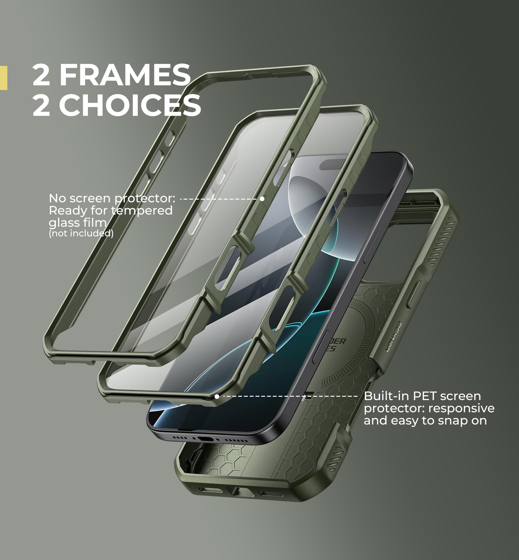 Foto 7 pulgar | Funda Dexnor Para Iphone 16 Pro Max Con Cámara Deslizante, Color Verde Militar - Venta Internacional.