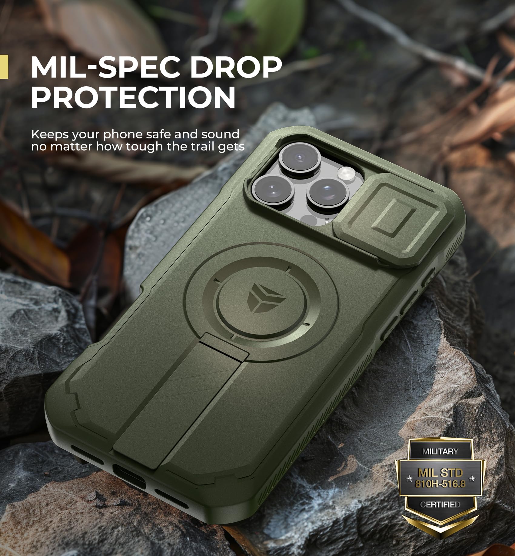 Foto 8 pulgar | Funda Dexnor Para Iphone 16 Pro Max Con Cámara Deslizante, Color Verde Militar - Venta Internacional.