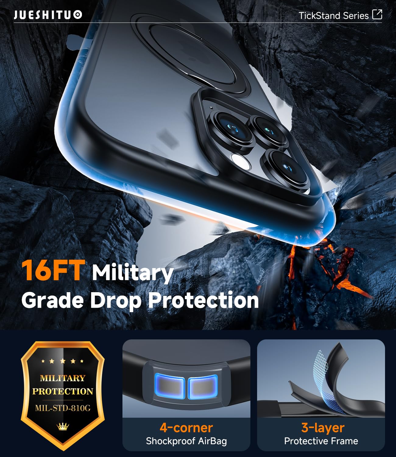 Foto 7 pulgar | Funda De Teléfono Jueshituo 3 En 1 Para Iphone 16 Pro Max Con Accesorios - Venta Internacional.