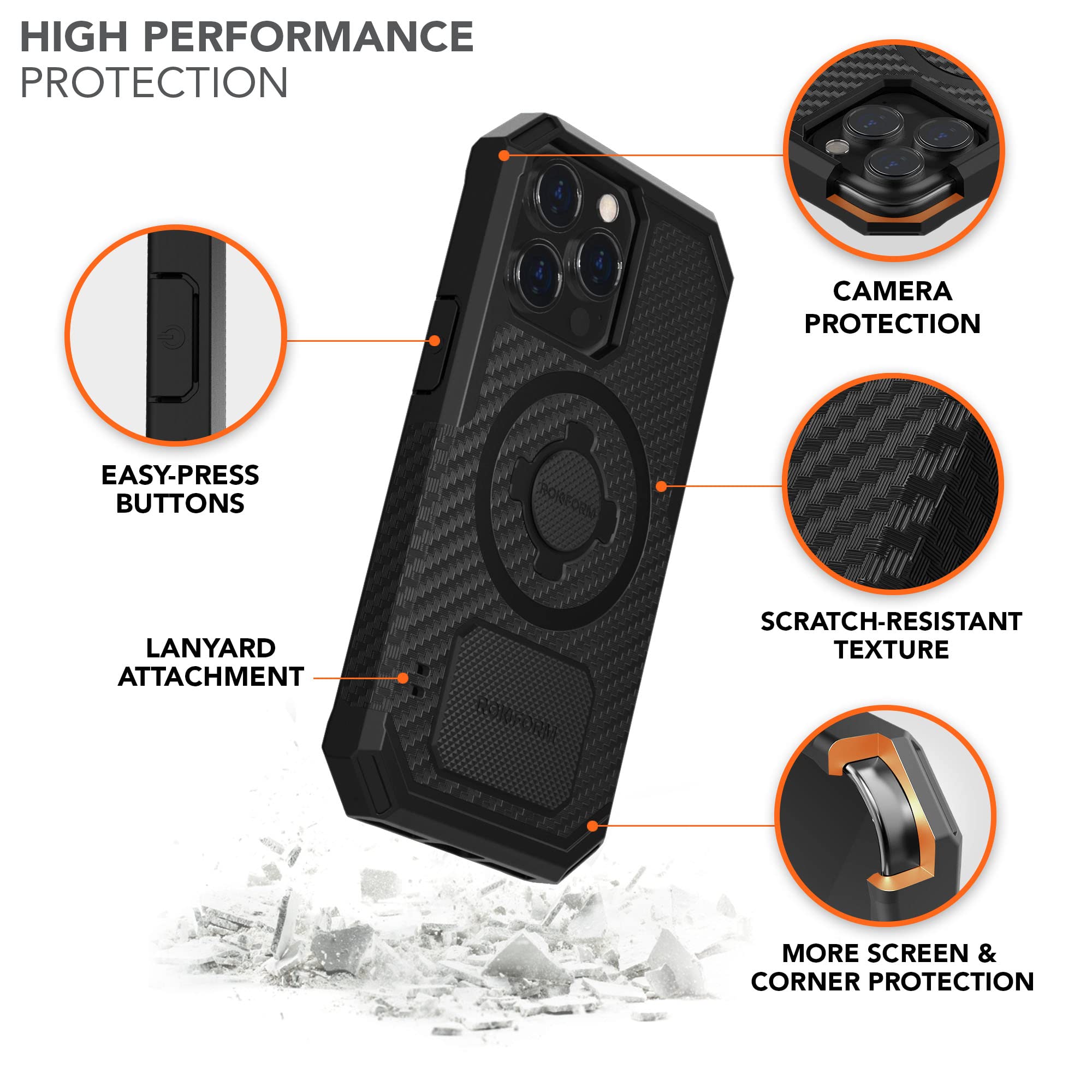 Foto 5 pulgar | Funda De Teléfono Rokform Rugged Series Para Iphone 13 Pro, Color Negro - Venta Internacional.