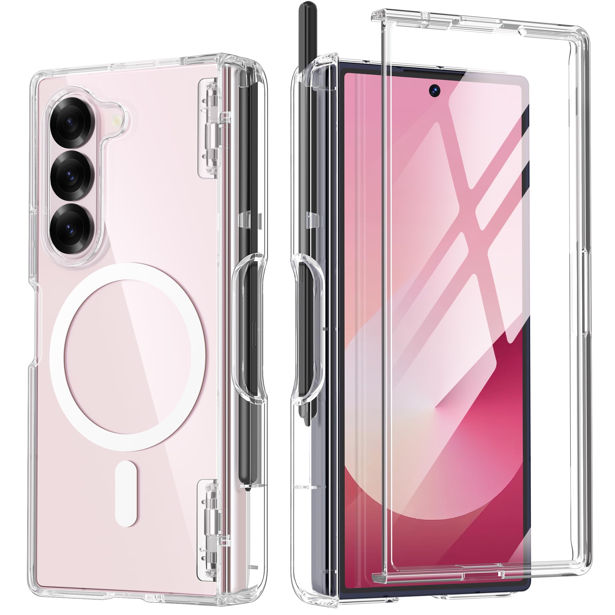 Foto 2 pulgar | Funda De Teléfono Mobosi Magnética Con Pliegue En Z, 6 Con Soporte Para Bolígrafos S, Transparente - Venta Internaci