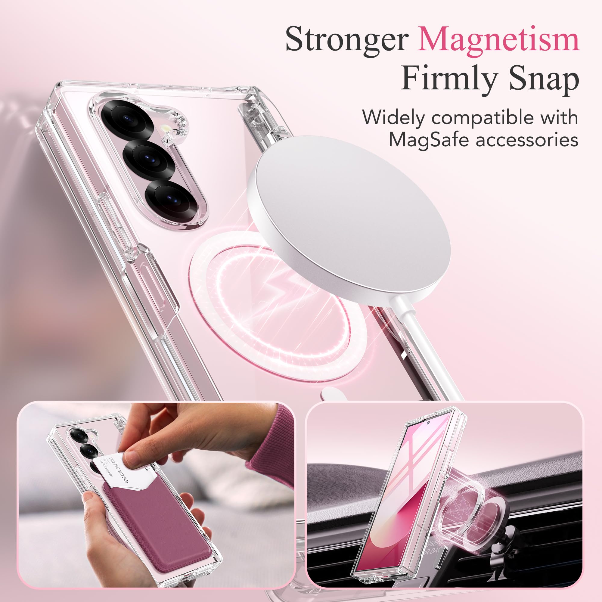 Foto 3 pulgar | Funda De Teléfono Mobosi Magnética Con Pliegue En Z, 6 Con Soporte Para Bolígrafos S, Transparente - Venta Internaci