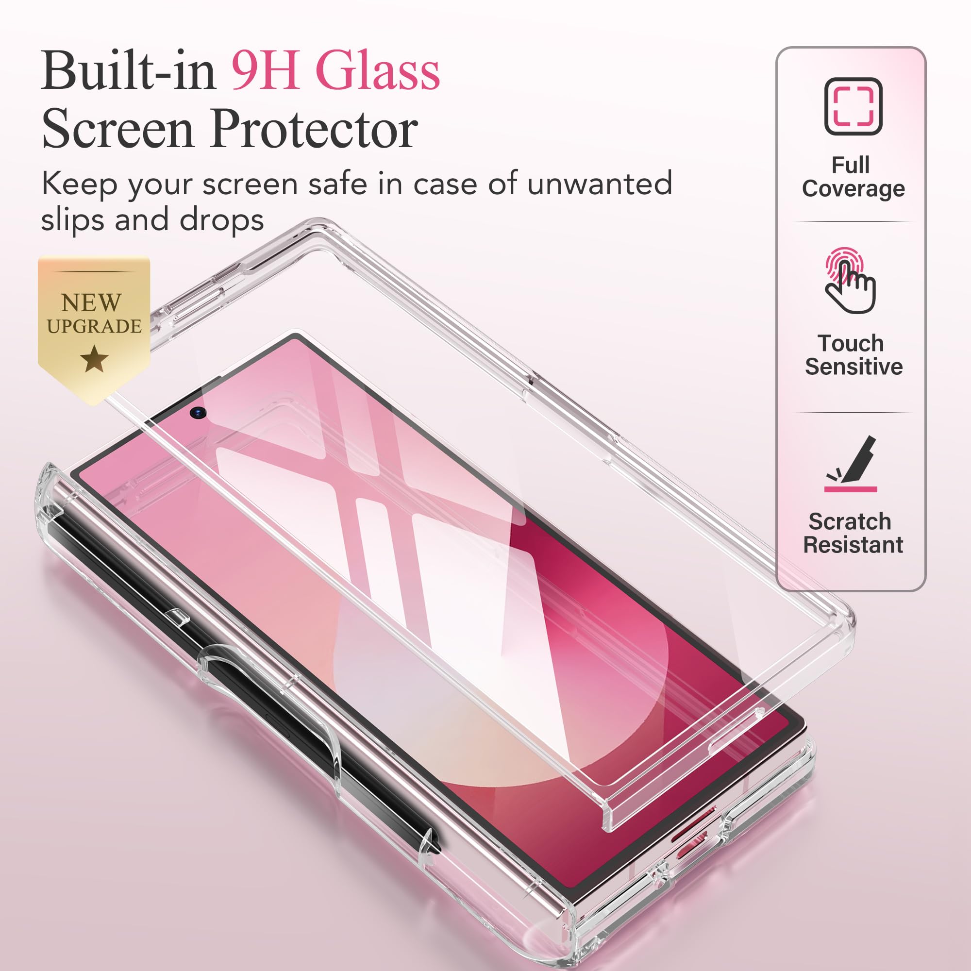 Foto 4 pulgar | Funda De Teléfono Mobosi Magnética Con Pliegue En Z, 6 Con Soporte Para Bolígrafos S, Transparente - Venta Internaci