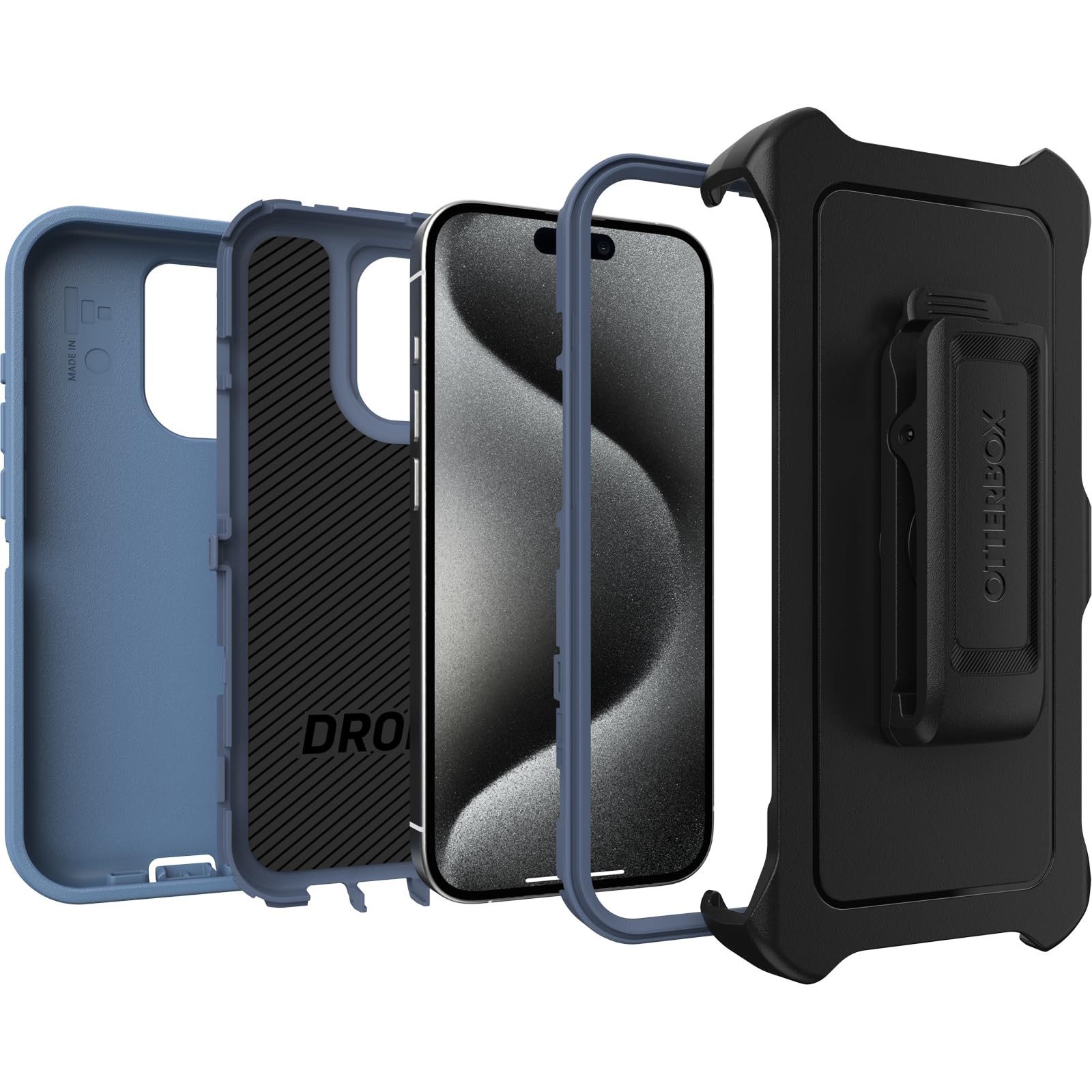 Foto 5 pulgar | Funda Otterbox Defender Series Para Iphone 15 Pro, Color Azul Claro - Venta Internacional.