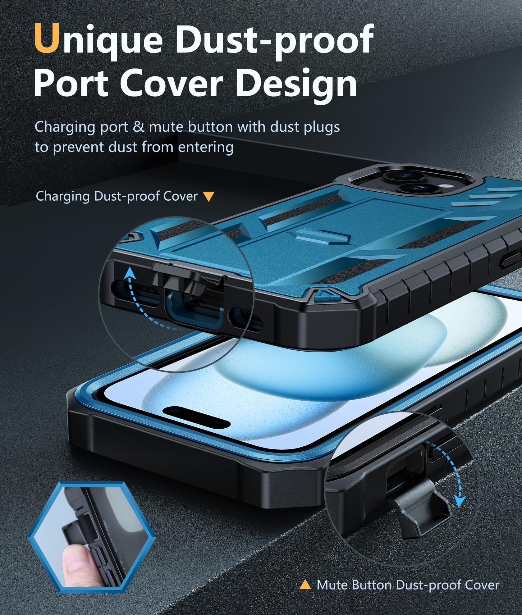 Foto 6 | Funda De Teléfono Fntcase Para Iphone 15, Color Azul De Grado Militar De 6.1 Pulgadas - Venta Internacional.