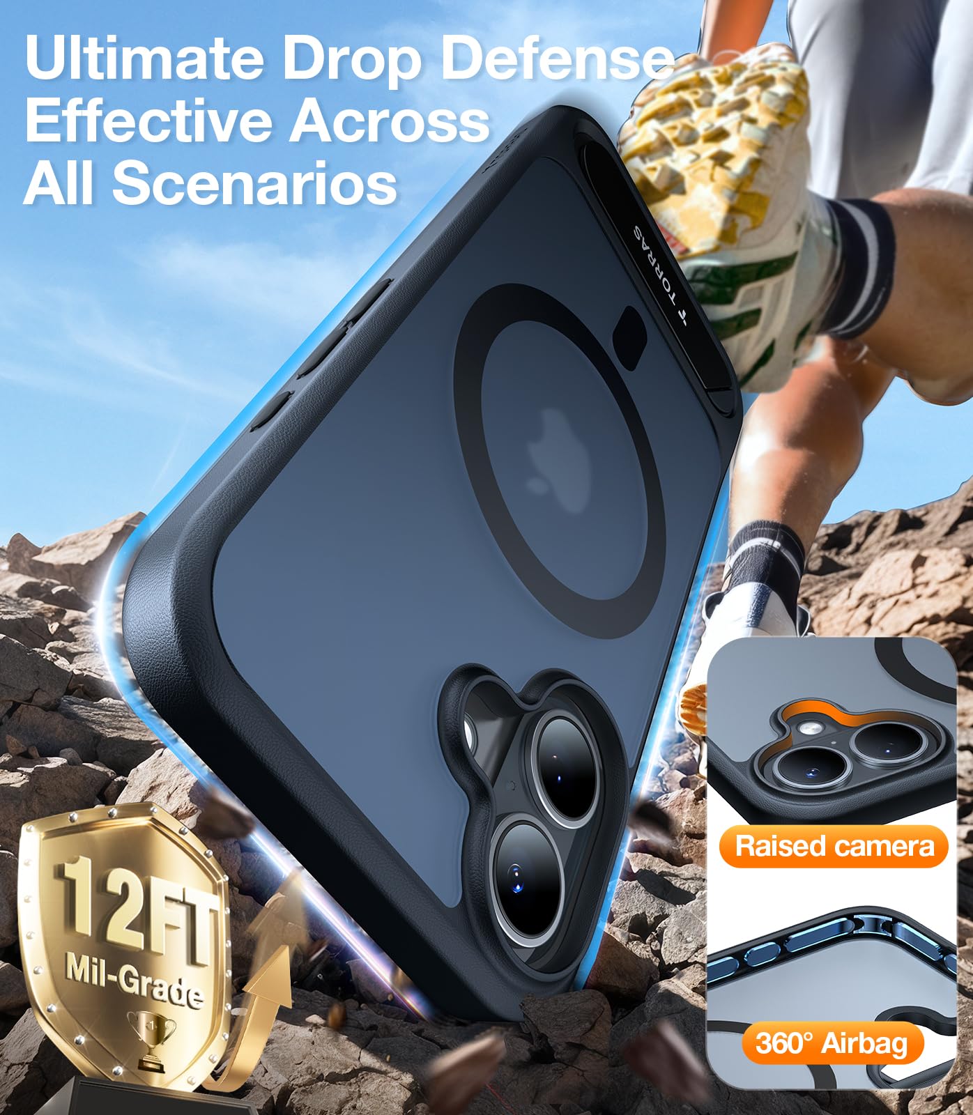 Foto 6 pulgar | Funda Torras Para Iphone 16 Plus Con Soporte Magnético, Color Negro - Venta Internacional.