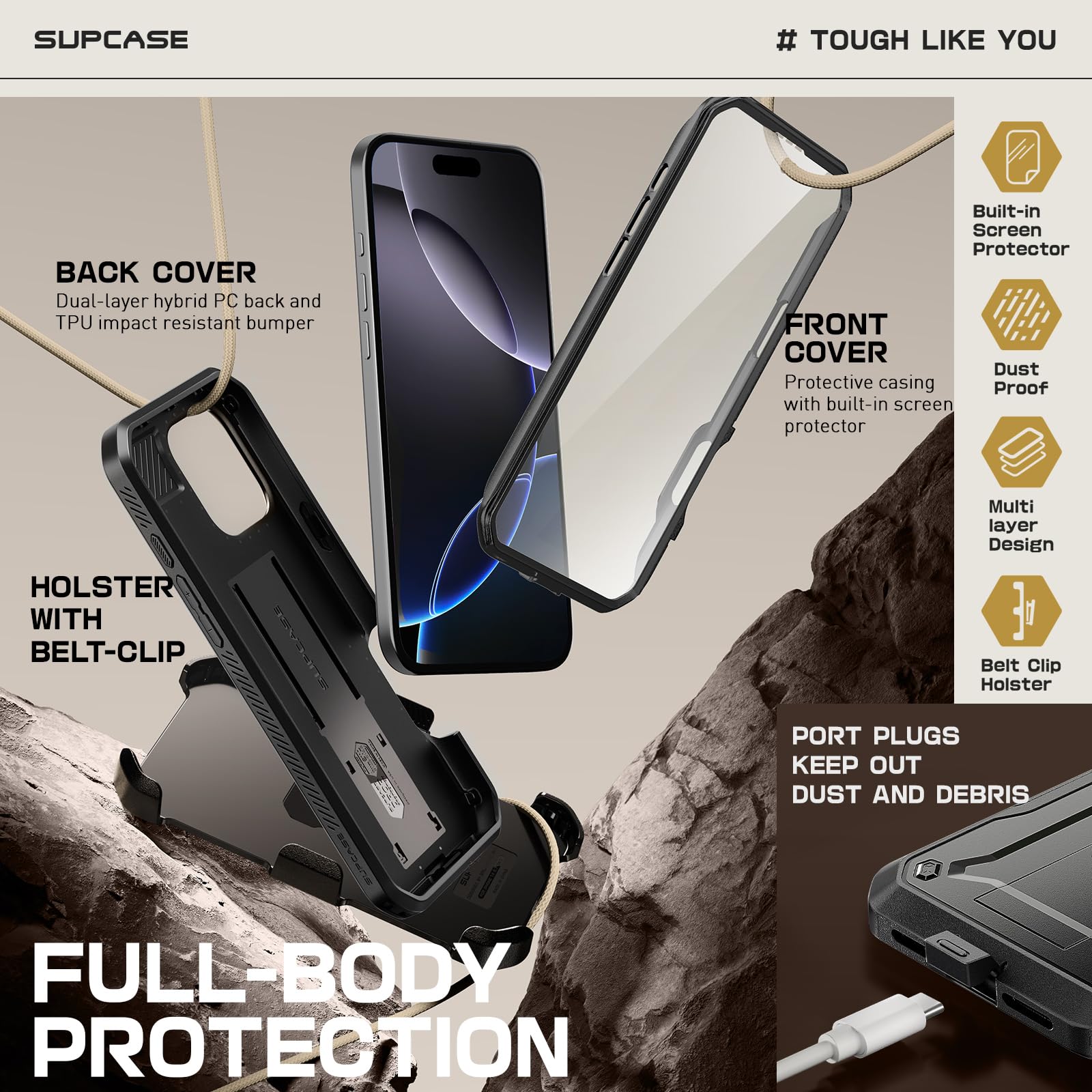 Foto 6 pulgar | Funda Para Teléfono Supcase Unicorn Beetle Pro Para Iphone 16 Pro De 6.3 Pulgadas - Venta Internacional.