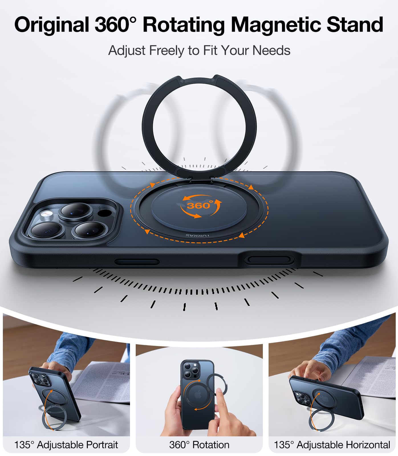 Foto 3 pulgar | Funda Para Teléfono Torras Mejorada Con Anillo Magnético Giratorio De 360° Para Iphone 16 Pro Max - Venta Internacion