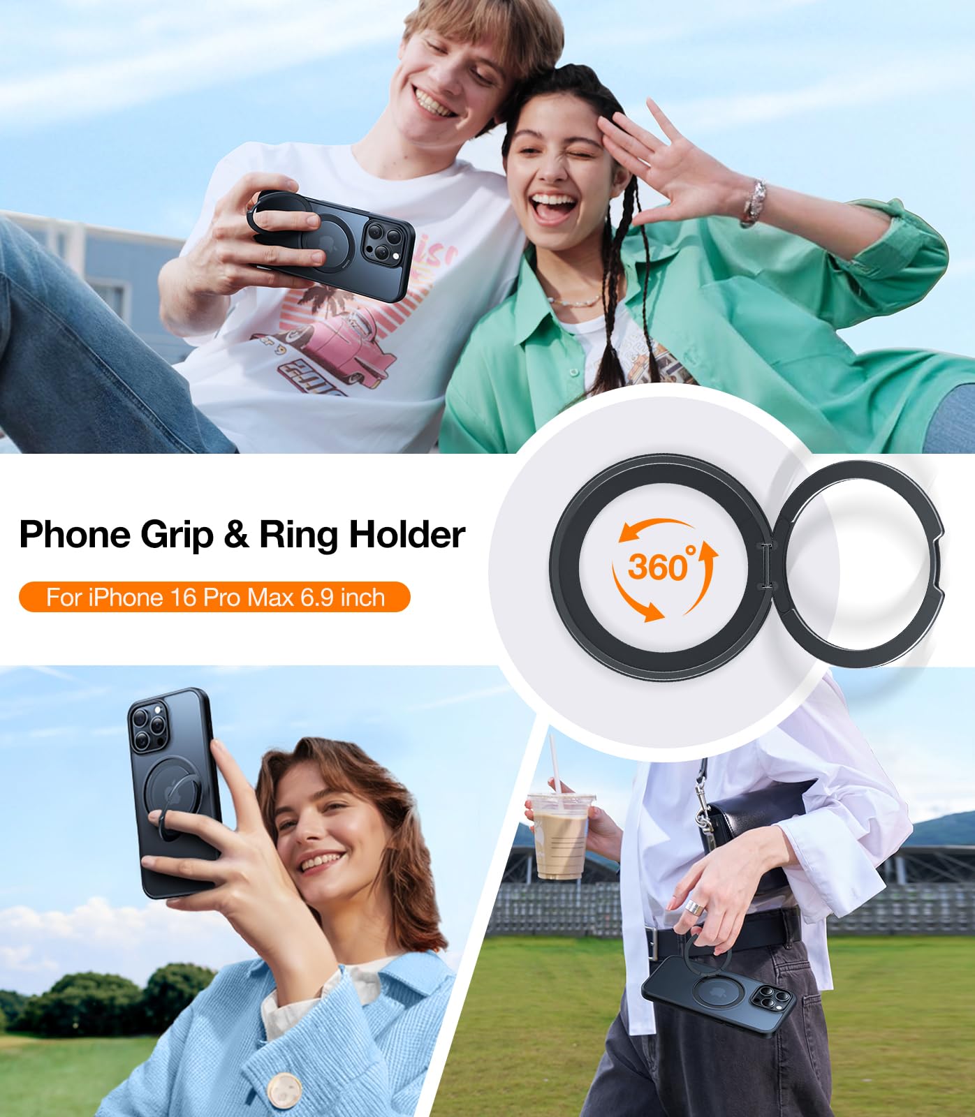 Foto 4 pulgar | Funda Para Teléfono Torras Mejorada Con Anillo Magnético Giratorio De 360° Para Iphone 16 Pro Max - Venta Internacion