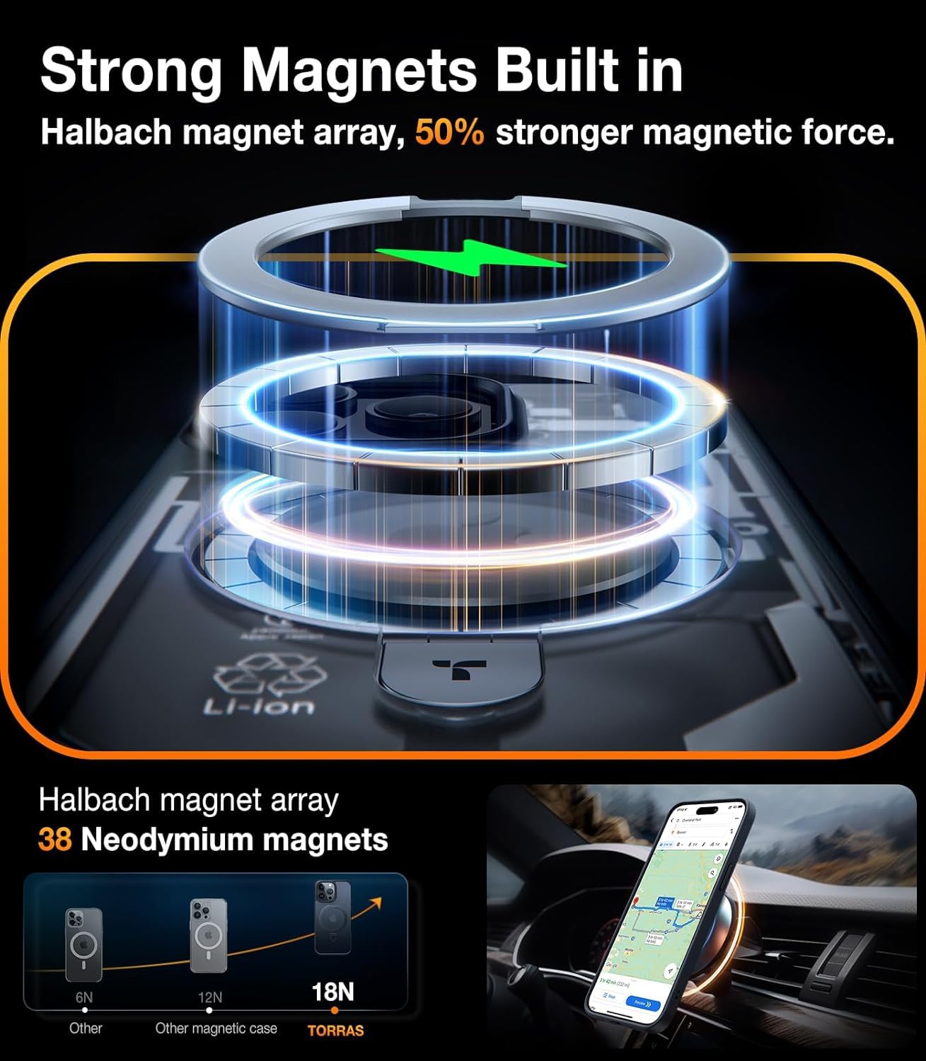 Foto 5 pulgar | Funda De Teléfono Torras Magnetic Para Iphone 13 Pro Max Con Soporte - Venta Internacional.