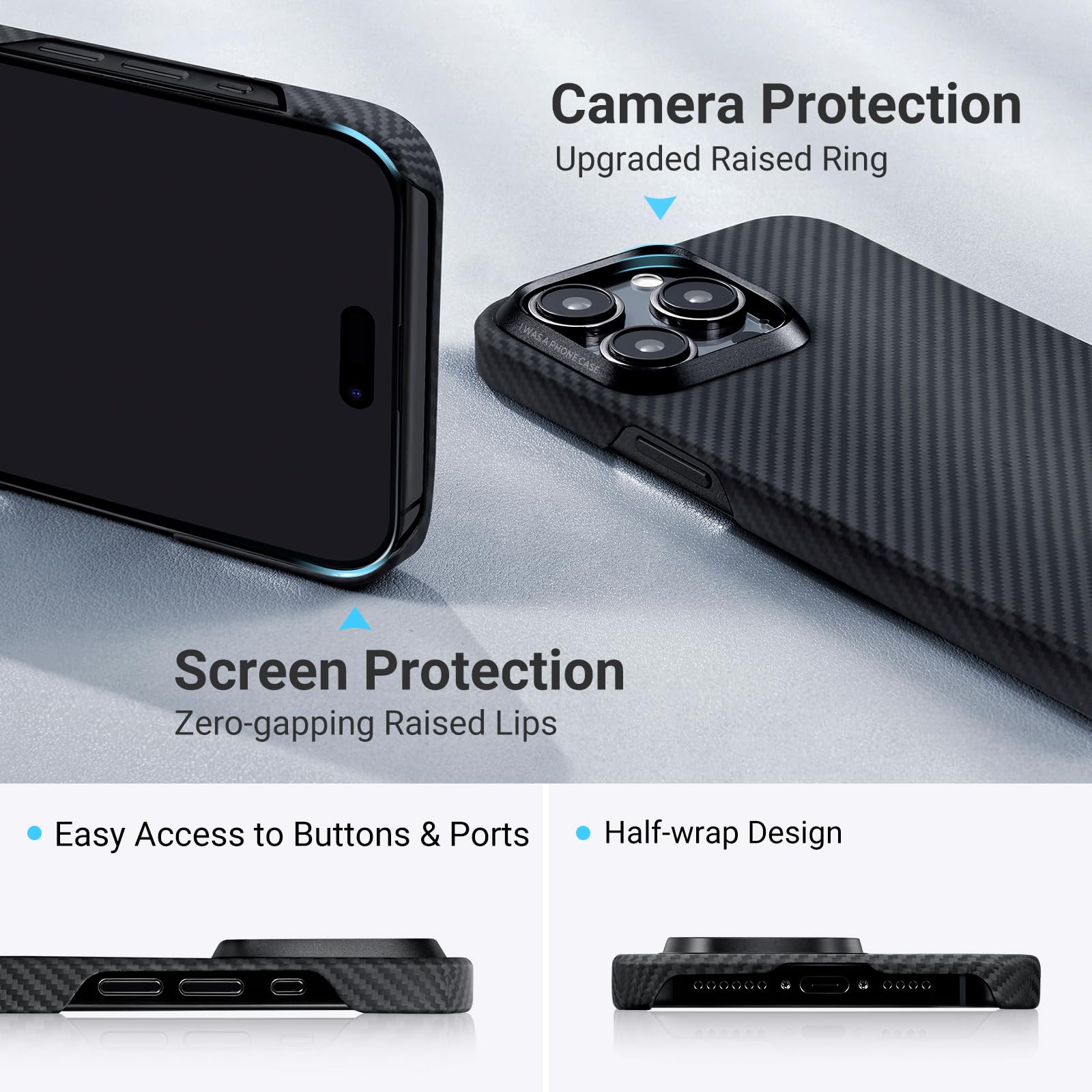 Foto 4 | Funda Pitaka Magez Case 4 Para Iphone 15 Pro Max De 6.7 Pulgadas, Negro/gris - Venta Internacional.