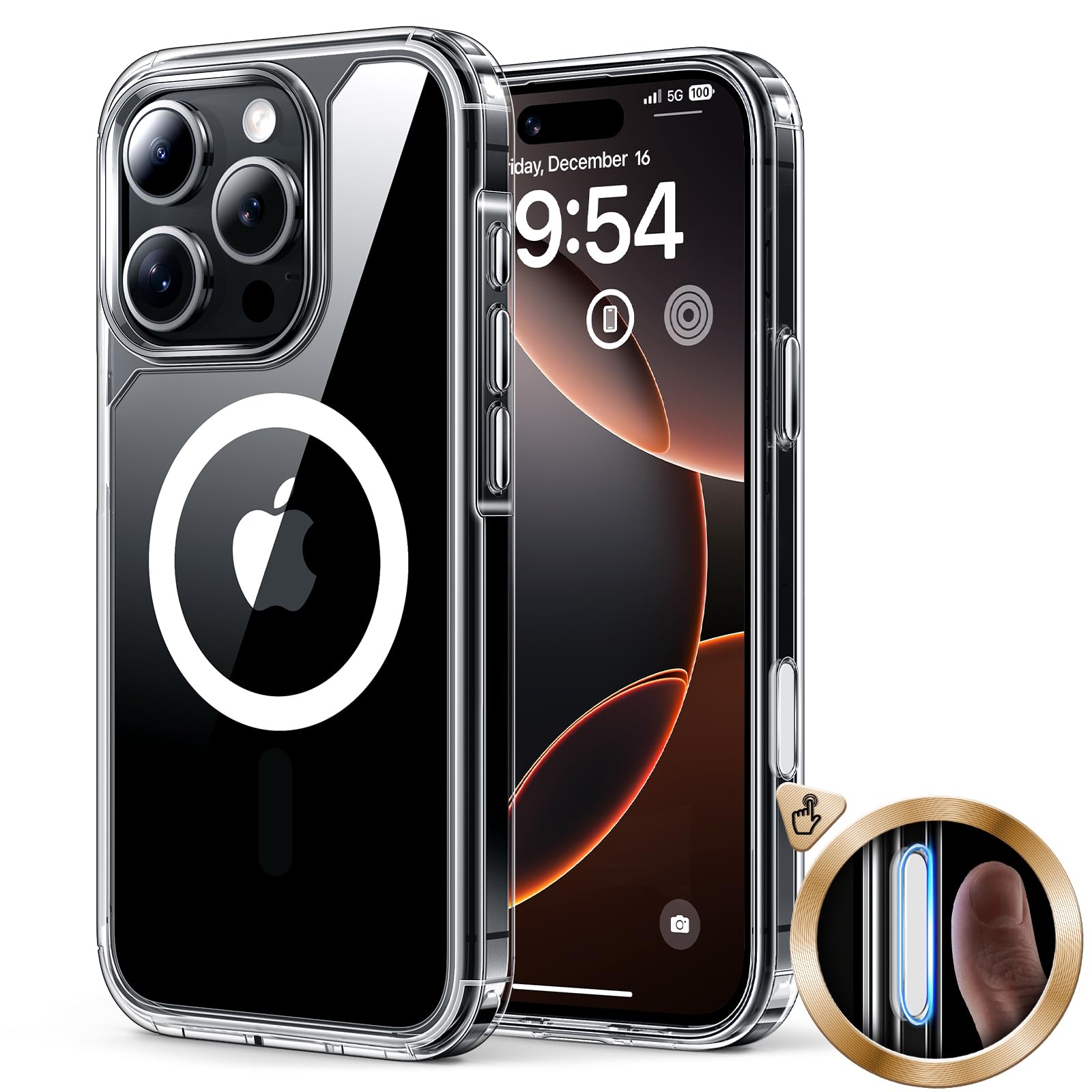 Foto 2 pulgar | Funda De Teléfono Tauri Para Iphone 16 Pro Max Con Control De Cámara Transparente - Venta Internacional.