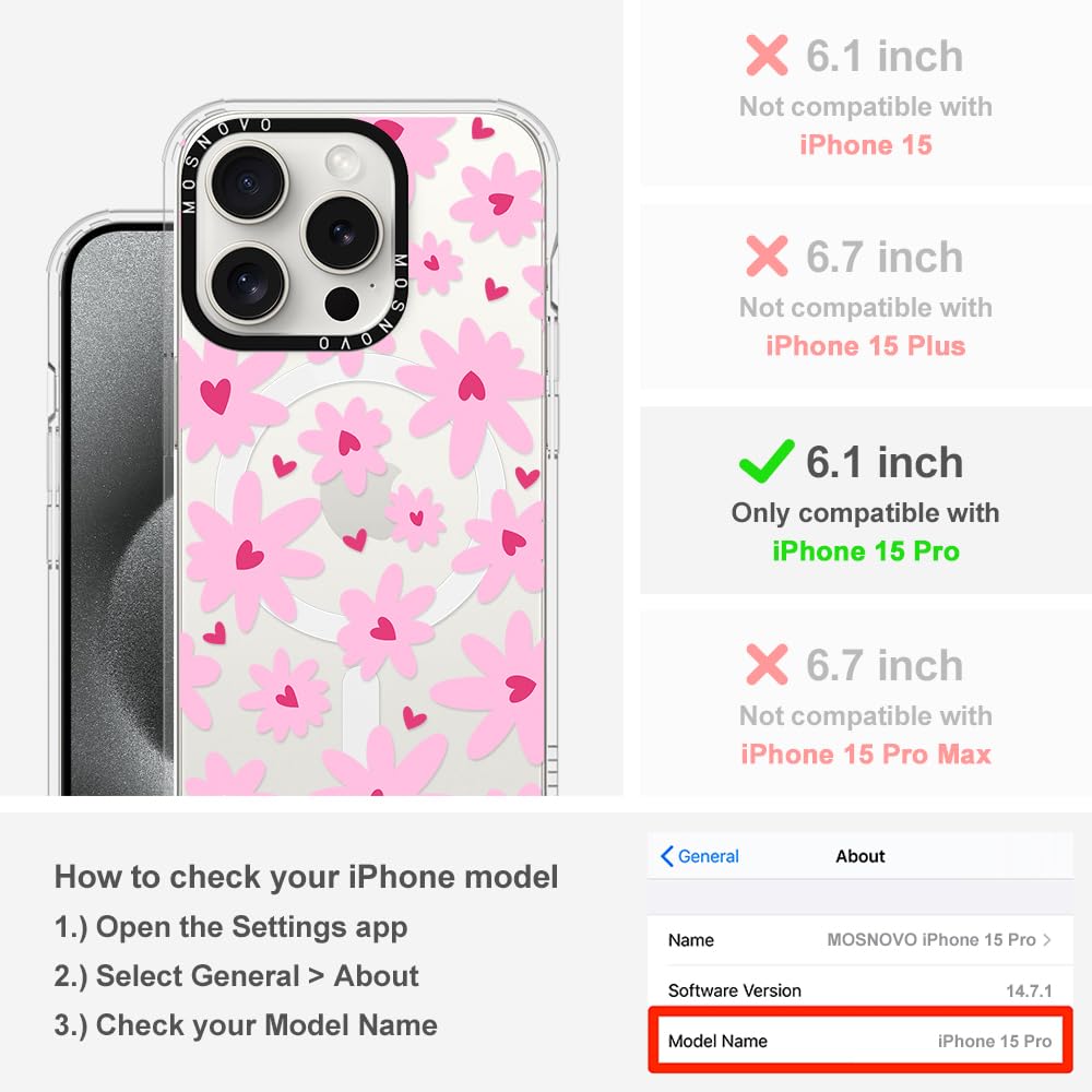 Foto 3 pulgar | Funda De Teléfono Mosnovo Compatible Con Iphone 15 Pro Love In Bloom - Venta Internacional.