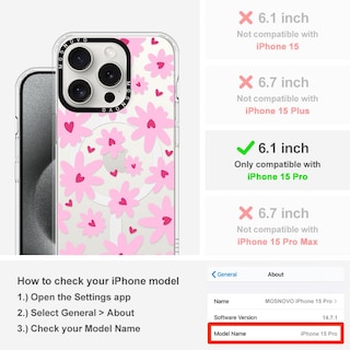 Foto 2 | Funda De Teléfono Mosnovo Compatible Con Iphone 15 Pro Love In Bloom - Venta Internacional.