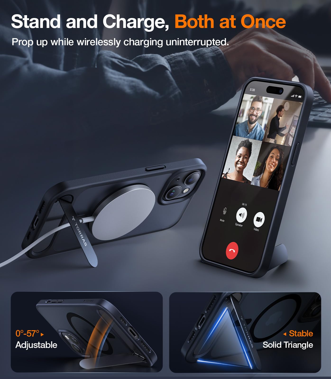 Foto 3 pulgar | Funda Para Teléfono Torras Strong Magnetic Stand Iphone 15 Negra - Venta Internacional.