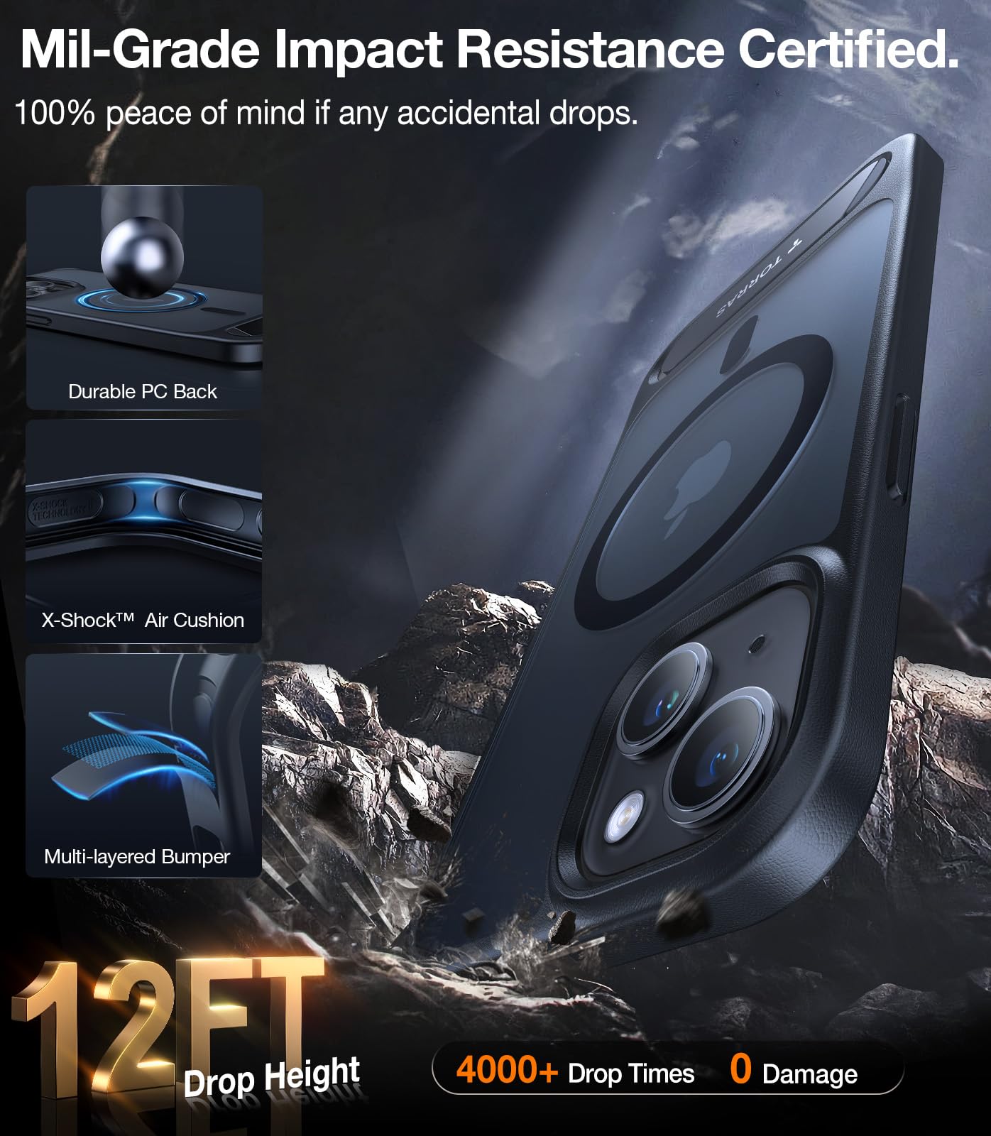 Foto 5 pulgar | Funda Para Teléfono Torras Strong Magnetic Stand Iphone 15 Negra - Venta Internacional.