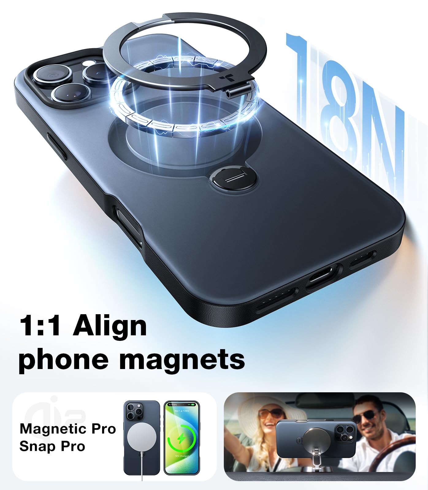 Foto 5 pulgar | Funda Para Teléfono Torras, Mejorada, Giro De 360°, Soporte Magnético Para Iphone 16 Pro Max, Negra - Venta Interna