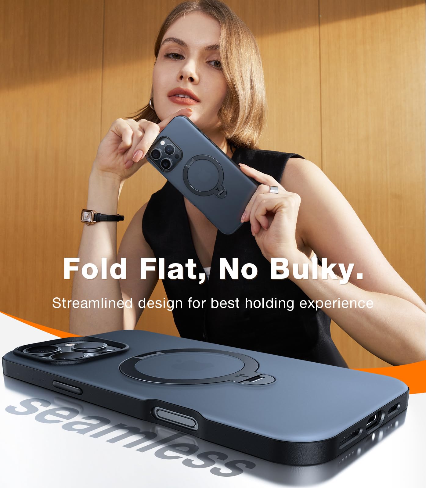 Foto 7 pulgar | Funda Para Teléfono Torras, Mejorada, Giro De 360°, Soporte Magnético Para Iphone 16 Pro Max, Negra - Venta Interna