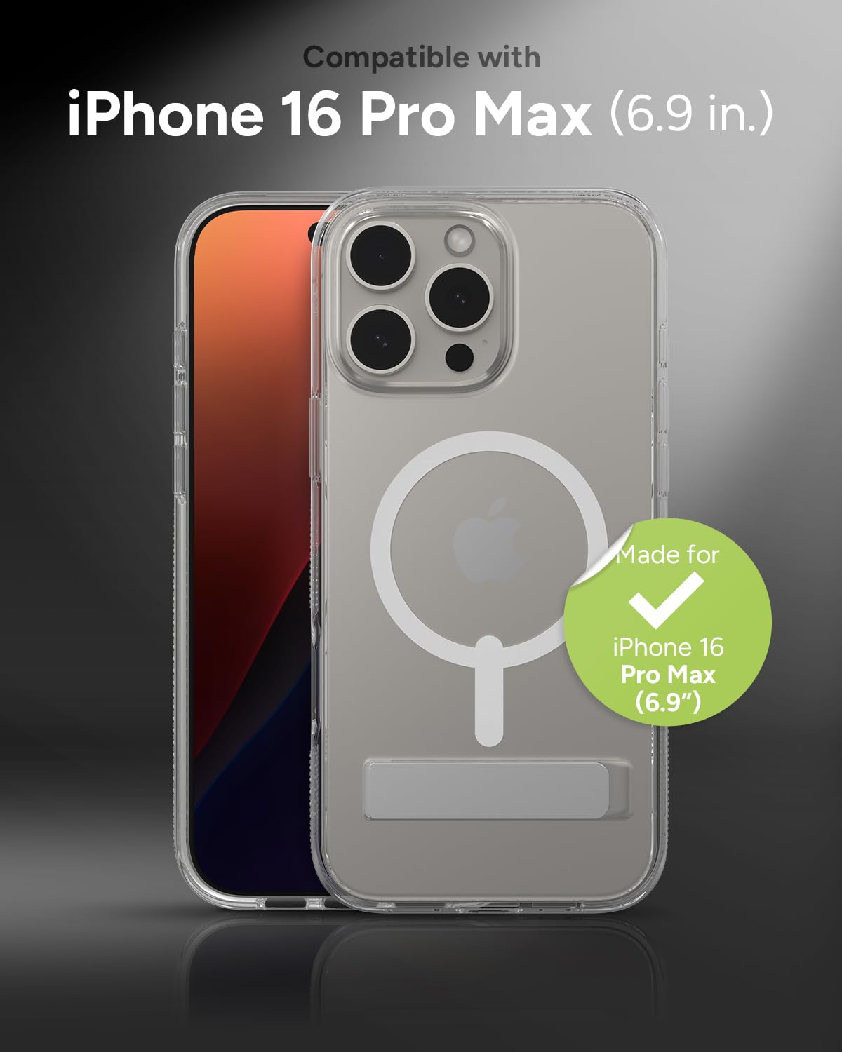 Foto 3 pulgar | Funda Zagg Crystal Palace Snap Con Soporte Para Iphone 16 Pro Max - Venta Internacional.