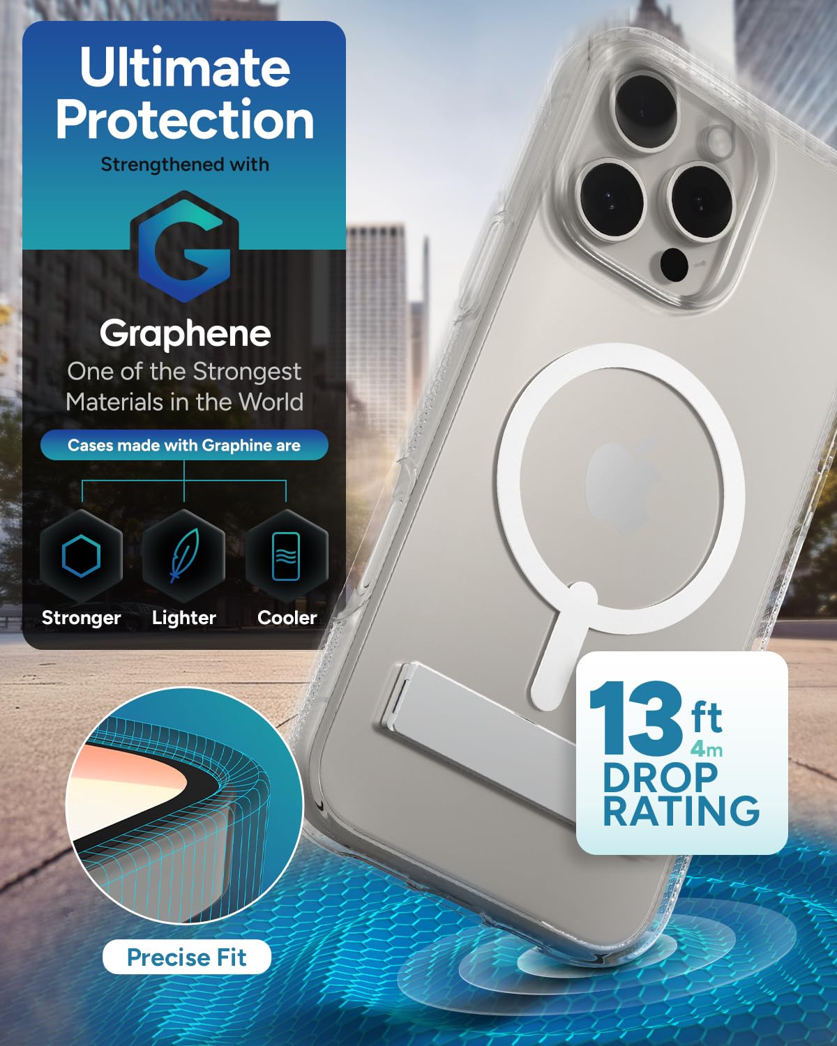 Foto 5 pulgar | Funda Zagg Crystal Palace Snap Con Soporte Para Iphone 16 Pro Max - Venta Internacional.