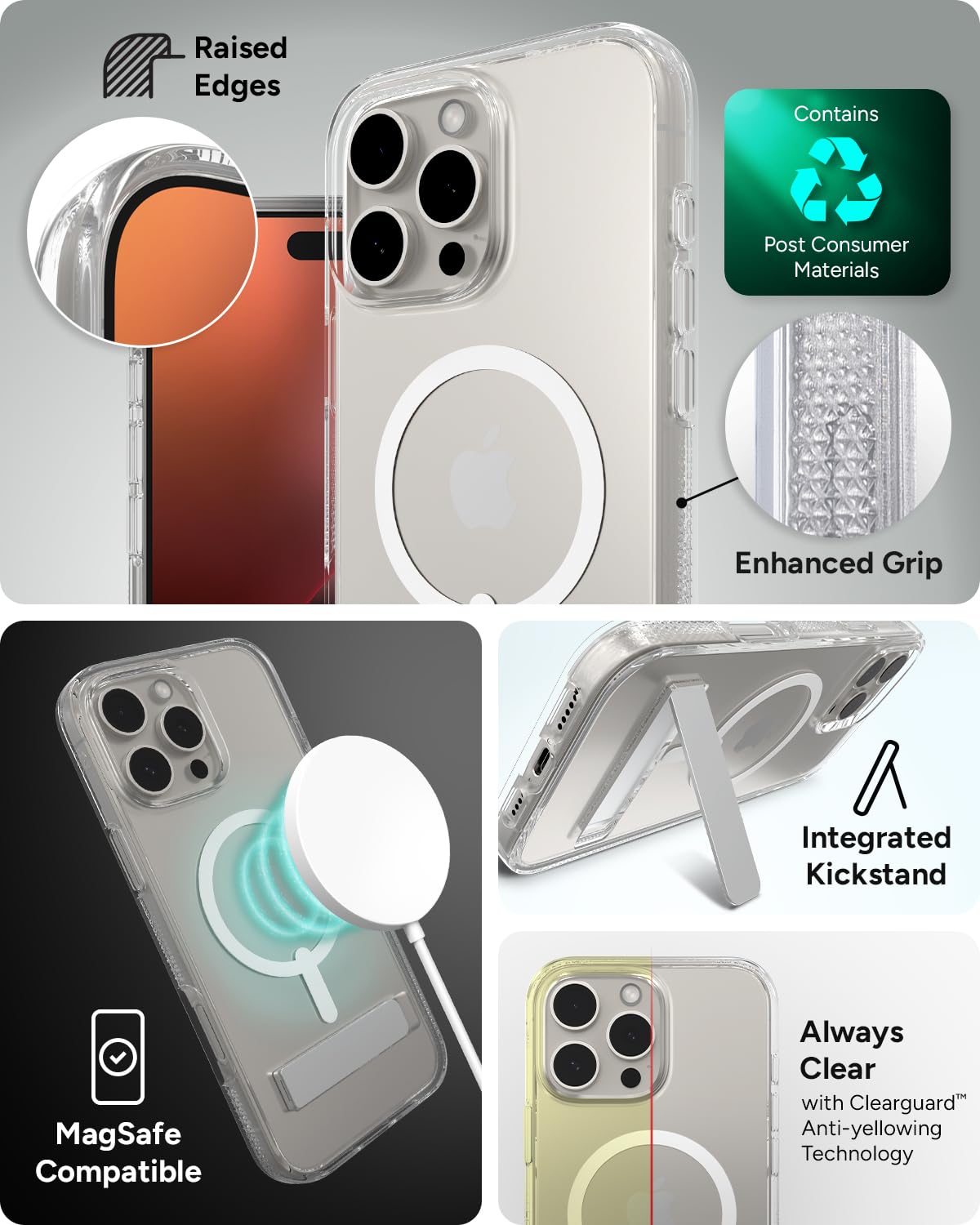 Foto 6 pulgar | Funda Zagg Crystal Palace Snap Con Soporte Para Iphone 16 Pro Max - Venta Internacional.
