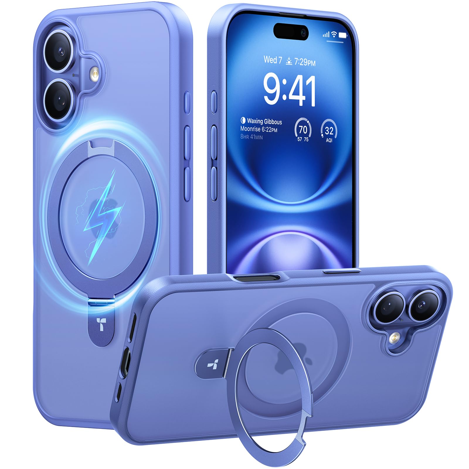 Foto 2 pulgar | Funda Magnética Torras Con Soporte Para Iphone 16 De 6.1 Pulgadas, Color Azul - Venta Internacional.