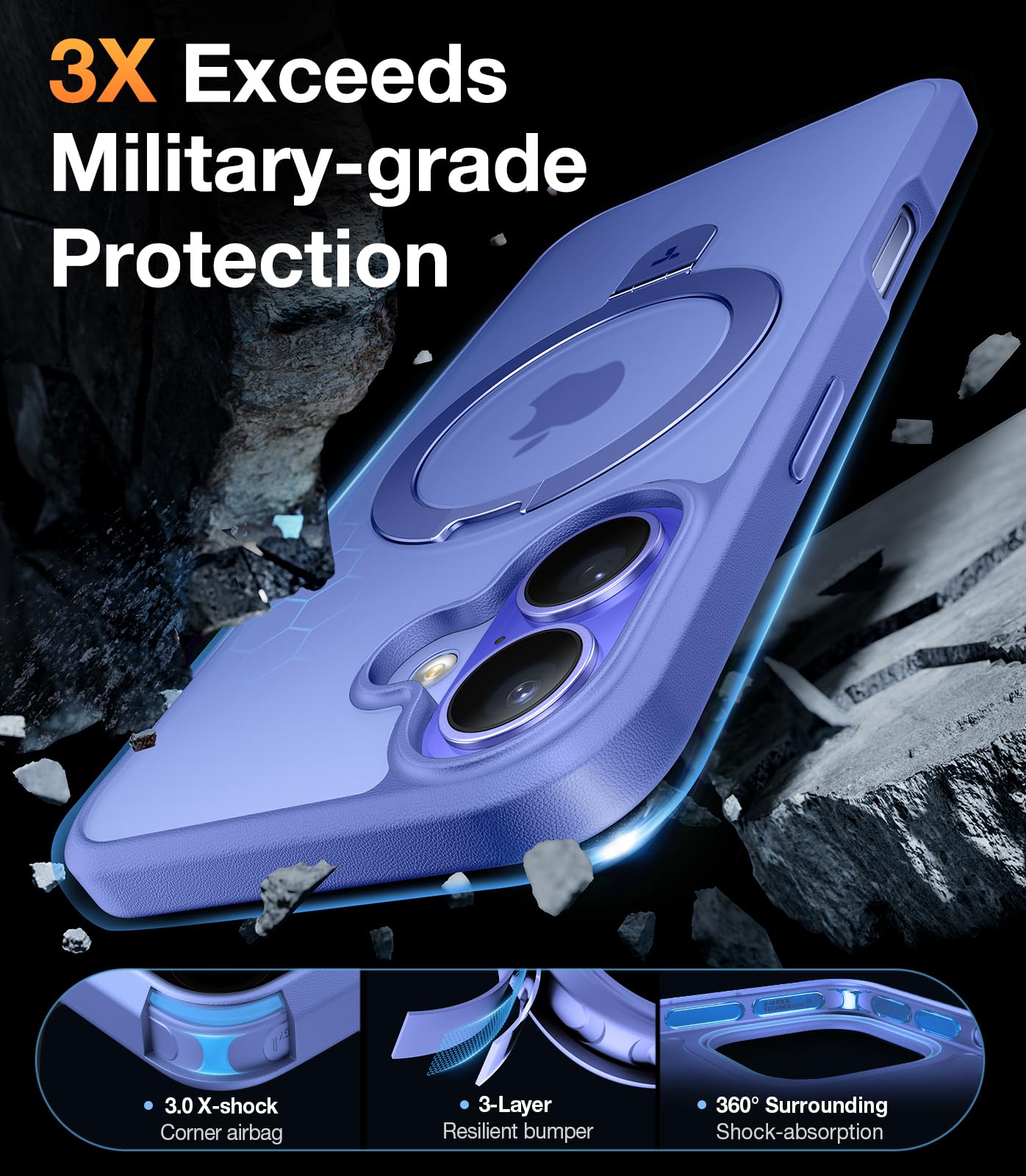 Foto 6 pulgar | Funda Magnética Torras Con Soporte Para Iphone 16 De 6.1 Pulgadas, Color Azul - Venta Internacional.