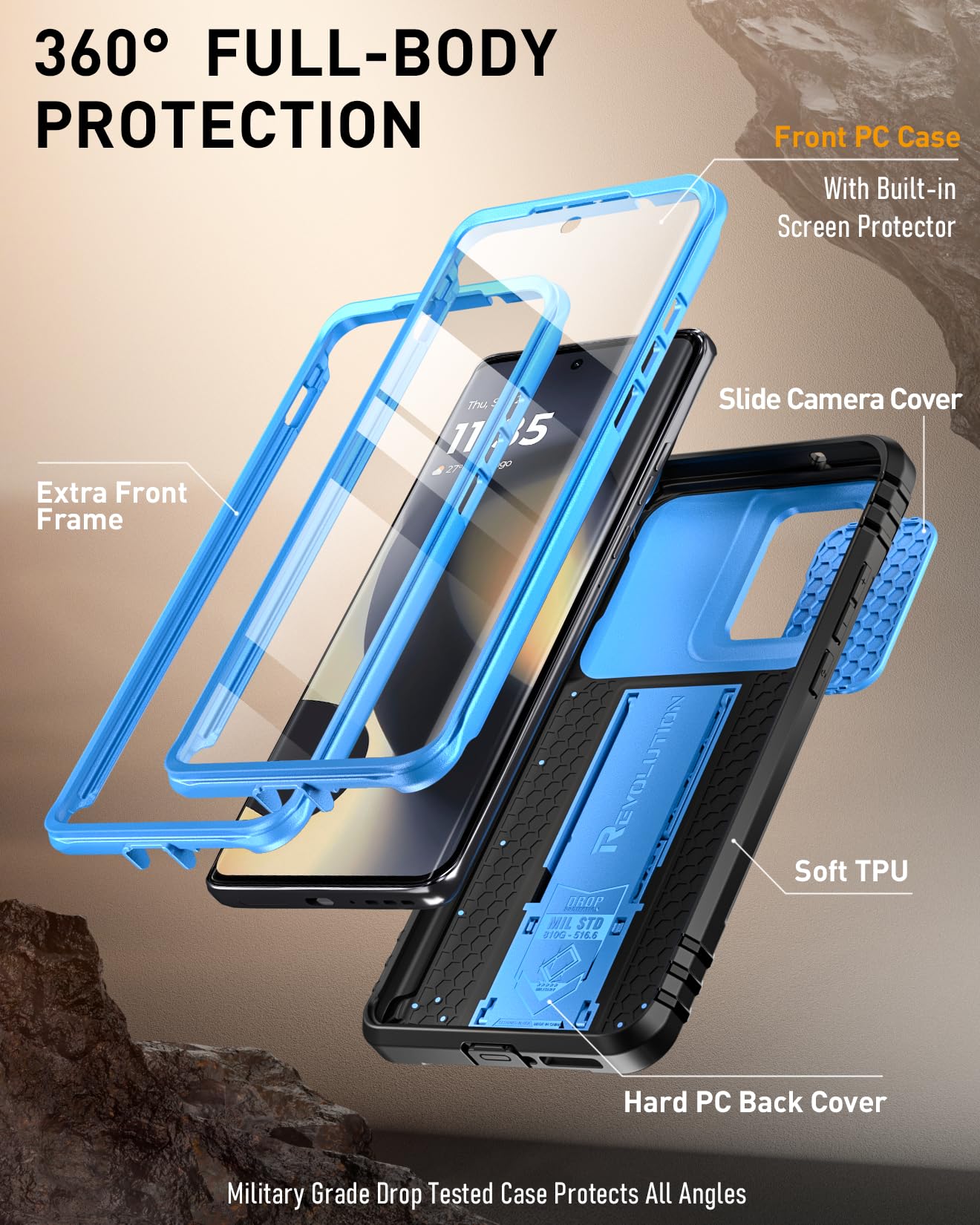 Foto 4 pulgar | Funda Poetic Revolution Para Motorola Moto Edge 2024 Azul - Venta Internacional.