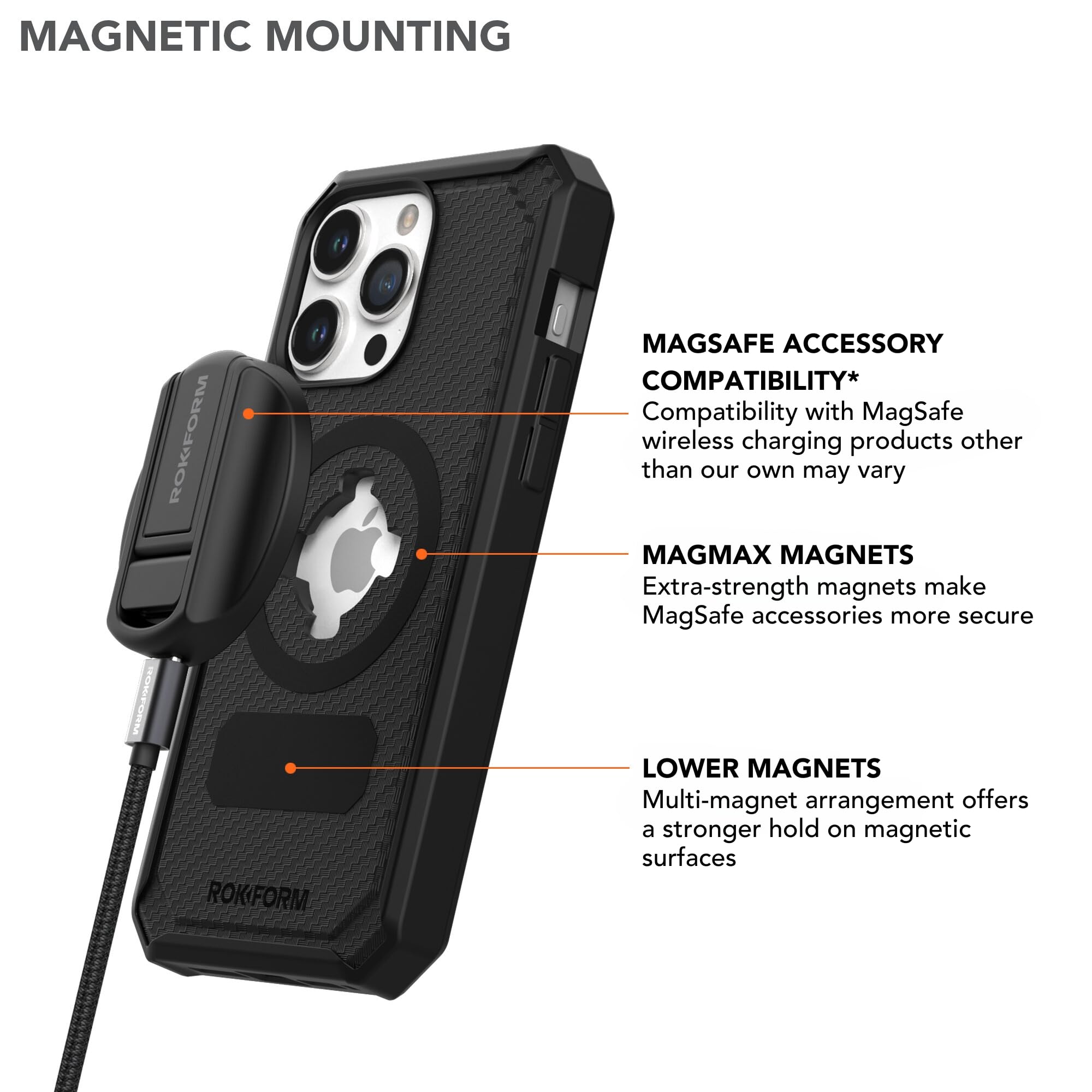 Foto 6 pulgar | Funda Magnética Rokform Rugged Series Para Iphone 15 Pro Max, Color Negro - Venta Internacional.