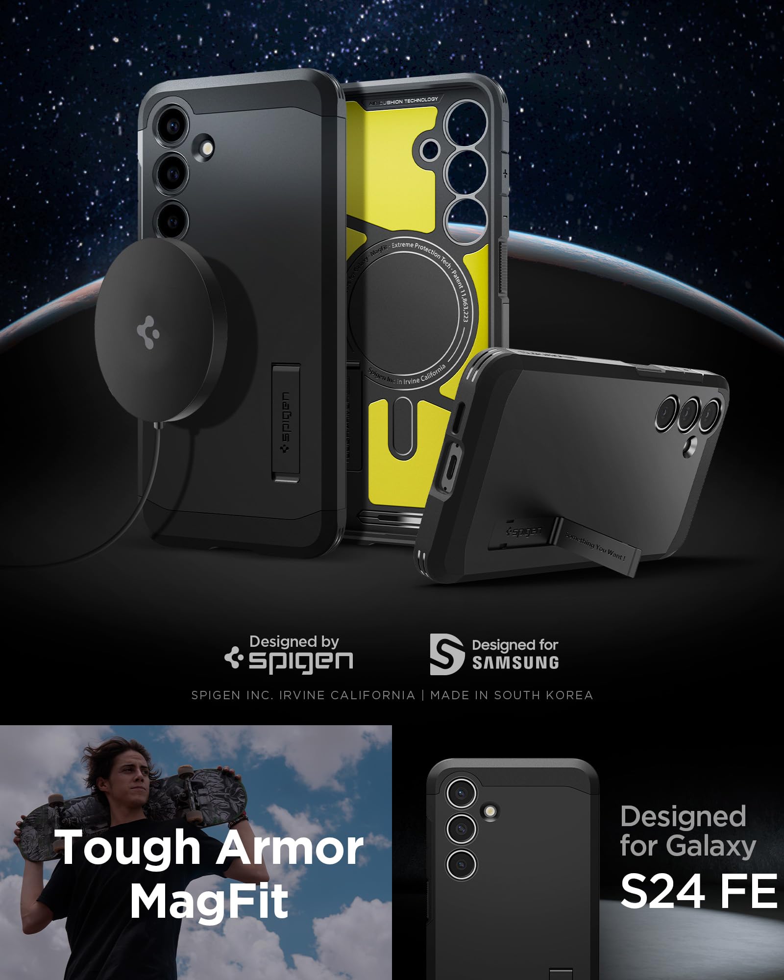 Foto 3 pulgar | Funda Spigen Tough Armor Magfit Para Galaxy S24 Fe Con Soporte - Venta Internacional.