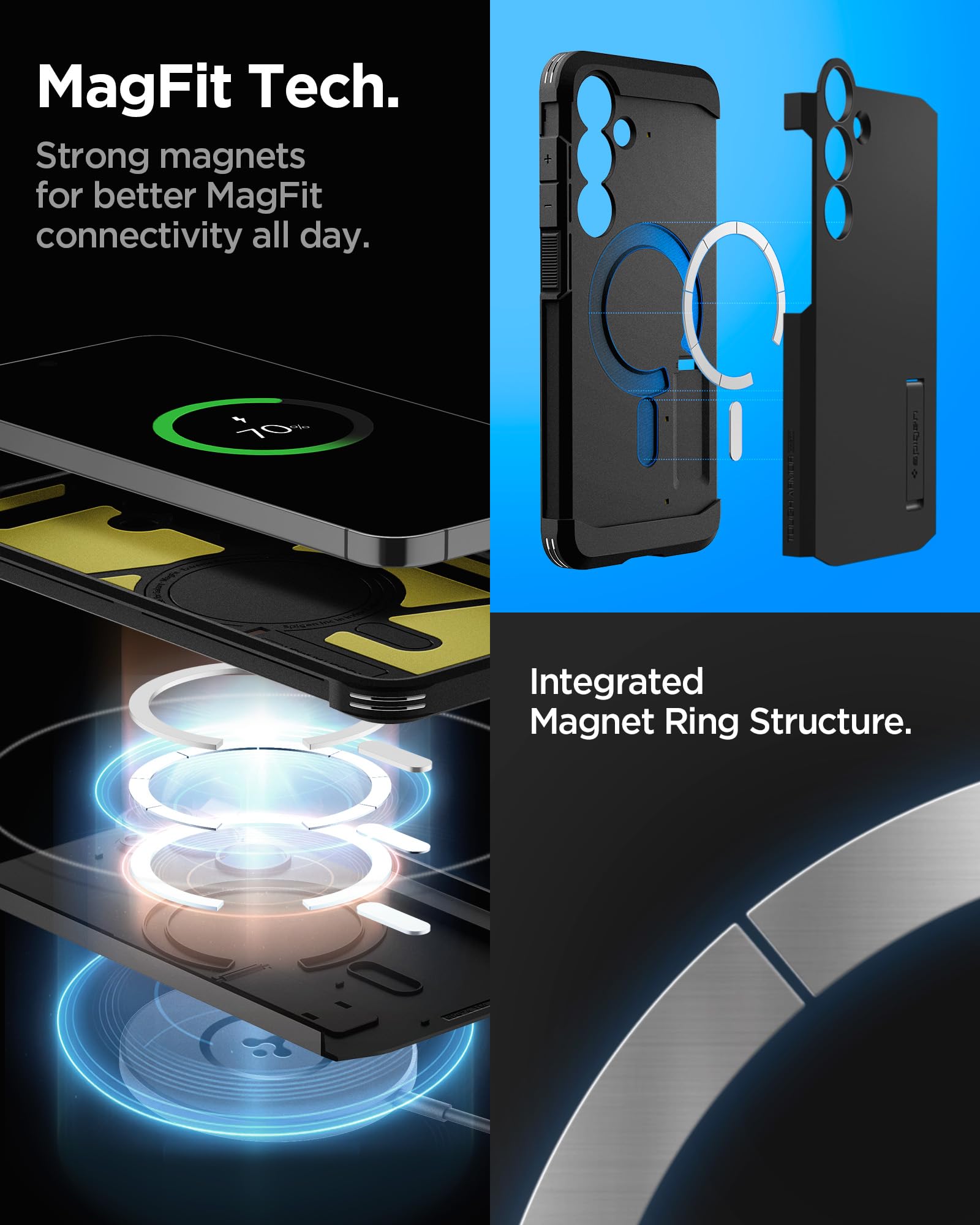 Foto 4 pulgar | Funda Spigen Tough Armor Magfit Para Galaxy S24 Fe Con Soporte - Venta Internacional.